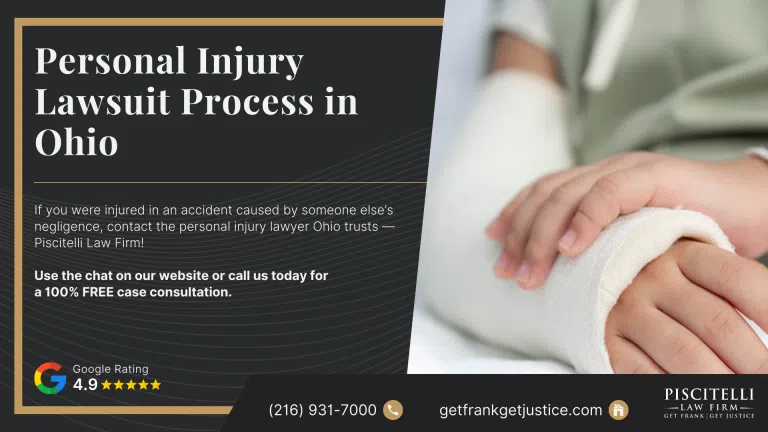 Personal Injury Lawsuit Process in Ohio Legal Guide; Steps of the Ohio Personal Injury Lawsuit Process Explained; What Compensation Can You Recover in an Ohio Personal Injury Lawsuit; Recommended Steps to Take After Suffering a Personal Injury in Ohio; Gathering Evidence for a Personal Injury Claim in Ohio; Do You Qualify for a Personal Injury Lawsuit; The Piscitelli Law Firm Handles Personal Injury Claims Across Ohio