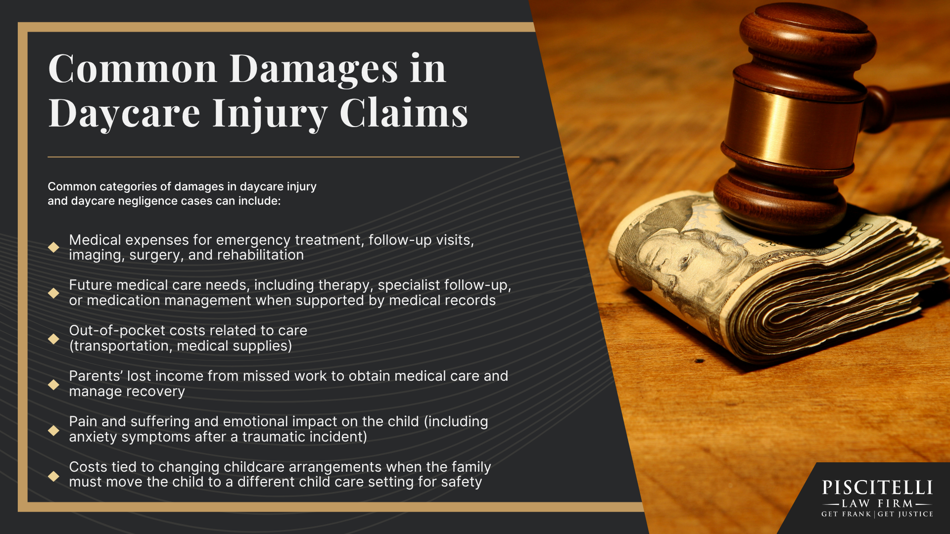 The Piscitelli Law Firm: Your Cleveland Daycare Injury Lawyer; Do You Have a Daycare Injury Case; Who Can Be Held Liable in a Daycare Injury Case; What To Do After a Daycare Injury in Cleveland, OH; Gather Evidence for Your Daycare Injury Claim; Common Damages in Daycare Injury Claims