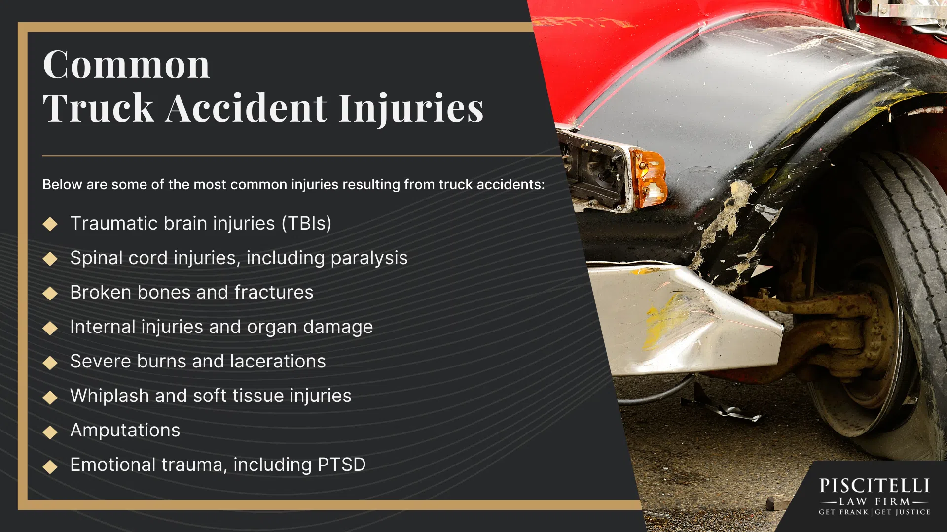 Meet Frank Piscitelli_ One of Akron's Top Truck Accident Attorneys; What To Do After a Truck Accident in Akron, OH; Gather Evidence for Your Truck Accident Claim; Common Damages in Truck Accident Claims; Who Can Be Held Liable in a Truck Accident Case; The Legal Process for Truck Accident Cases in Ohio; Common Causes of Truck Accidents; Common Truck Accident Injuries