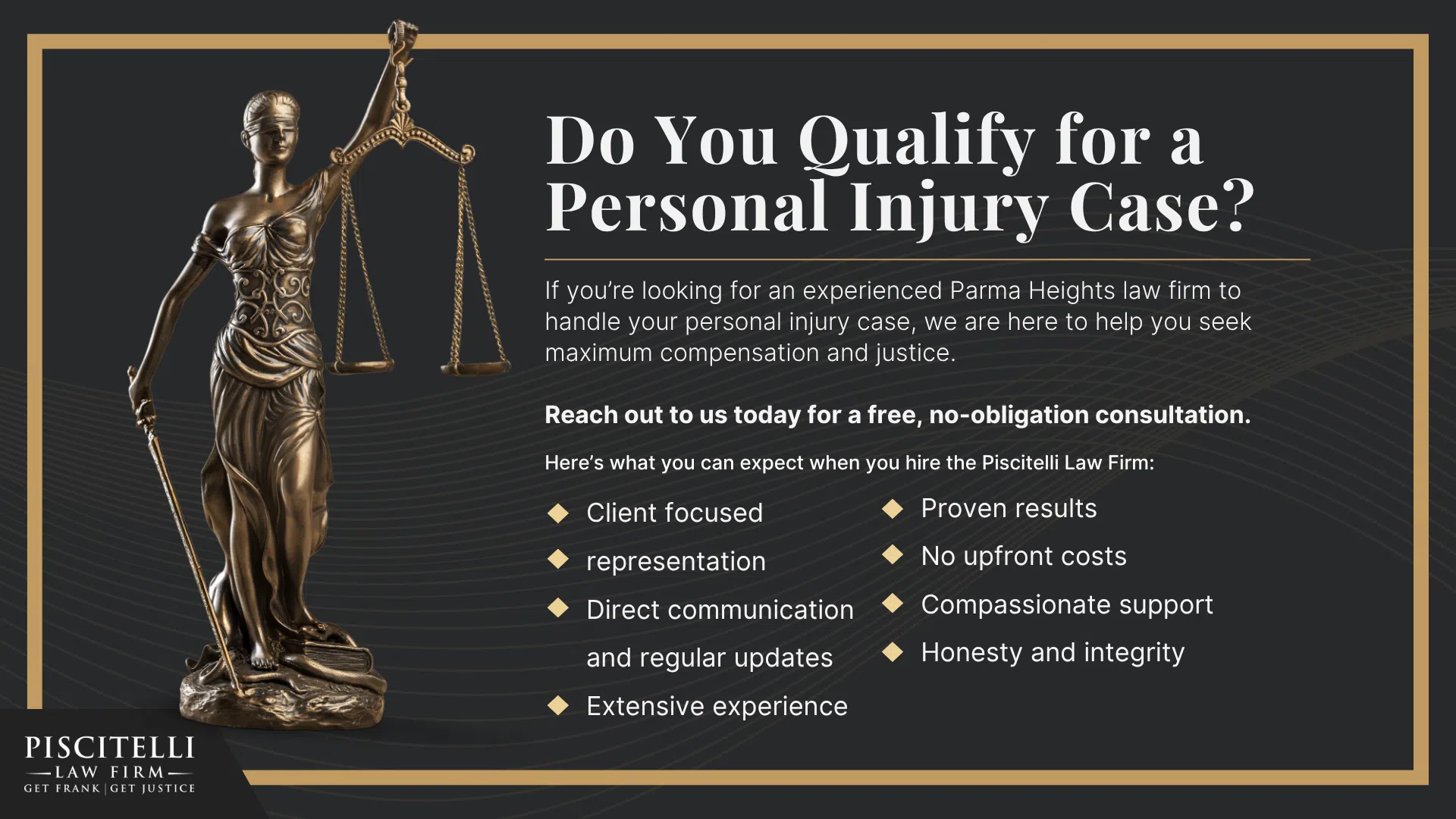 Types of Personal Injury Cases We Handle; What To Do After Suffering a Personal Injury in Parma Heights, OH; Gathering Evidence for a Personal Injury Case; Common Damages in Personal Injury Claims; The Legal Process for Personal Injury Lawsuits in Ohio; Do You Qualify for a Personal Injury Case