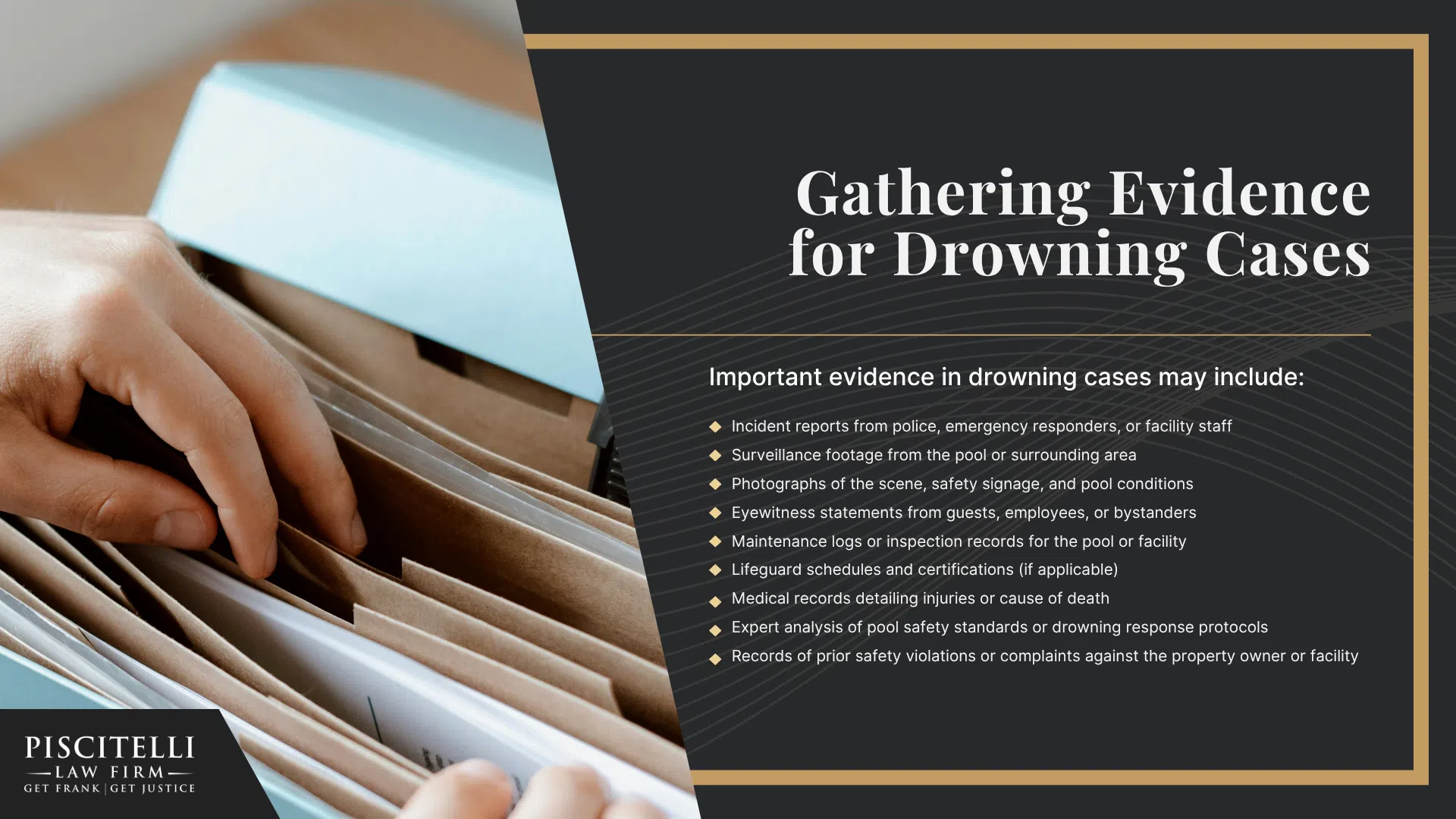 Meet Our Experienced Drowning Accident Lawyer_ Frank Piscitelli; What To Do After an Accidental Drowning in Cleveland, OH; Common Causes of Negligent Drowning Accidents in Ohio; The Legal Process for a Drowning Accident Case in Ohio; Gathering Evidence for Drowning Cases