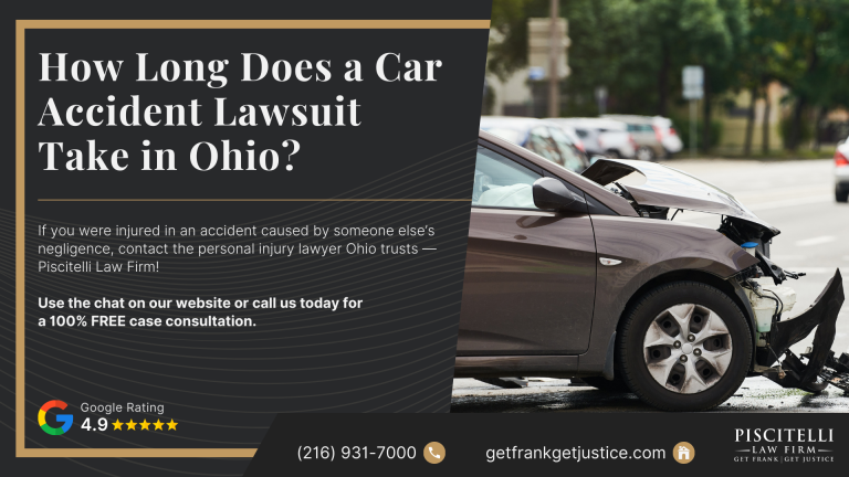 How Long Does a Car Accident Lawsuit Take in Ohio; The Car Accident Claim Process; When a Car Accident Case Turns Into a Car Accident Lawsuit; Factors That Affect Your Car Accident Lawsuit Timeline; How Long After a Car Accident Settlement Agreement Do You Get Paid; Why Is a Car Accident Settlement Taking Longer Than Expected; How Your Car Accident Lawyer Can Help Speed Up the Process; Are You Considering Legal Action_ Here's What You Should Do; Piscitelli Law Firm_ Experienced Car Accident Attorney