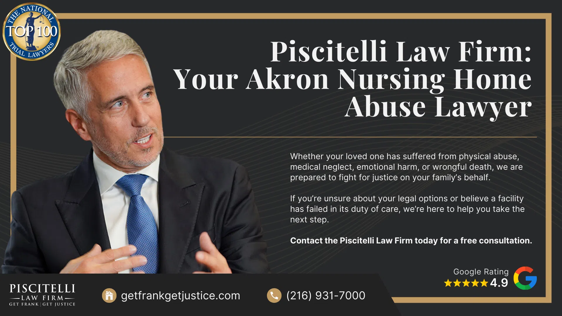Meet Our Experienced Nursing Home Abuse Attorney_ Frank Piscitelli; What To Do If You Suspect Nursing Home Abuse or Neglect in Ohio; Gathering Evidence for a Nursing Home Abuse Lawsuit; Damages in Nursing Home Neglect and Abuse Cases; The Legal Process for Nursing Home Abuse Cases in Ohio Explained; Piscitelli Law Firm_ Your Akron Nursing Home Abuse Lawyer
