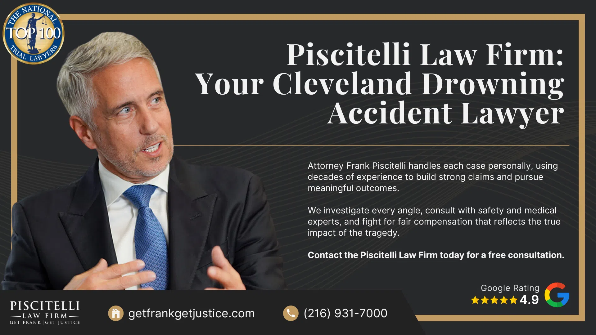 Meet Our Experienced Drowning Accident Lawyer_ Frank Piscitelli; What To Do After an Accidental Drowning in Cleveland, OH; Common Causes of Negligent Drowning Accidents in Ohio; The Legal Process for a Drowning Accident Case in Ohio; Gathering Evidence for Drowning Cases; Damages in Drowning Accident Claims; Piscitelli Law Firm_ Your Cleveland Drowning Accident Lawyer