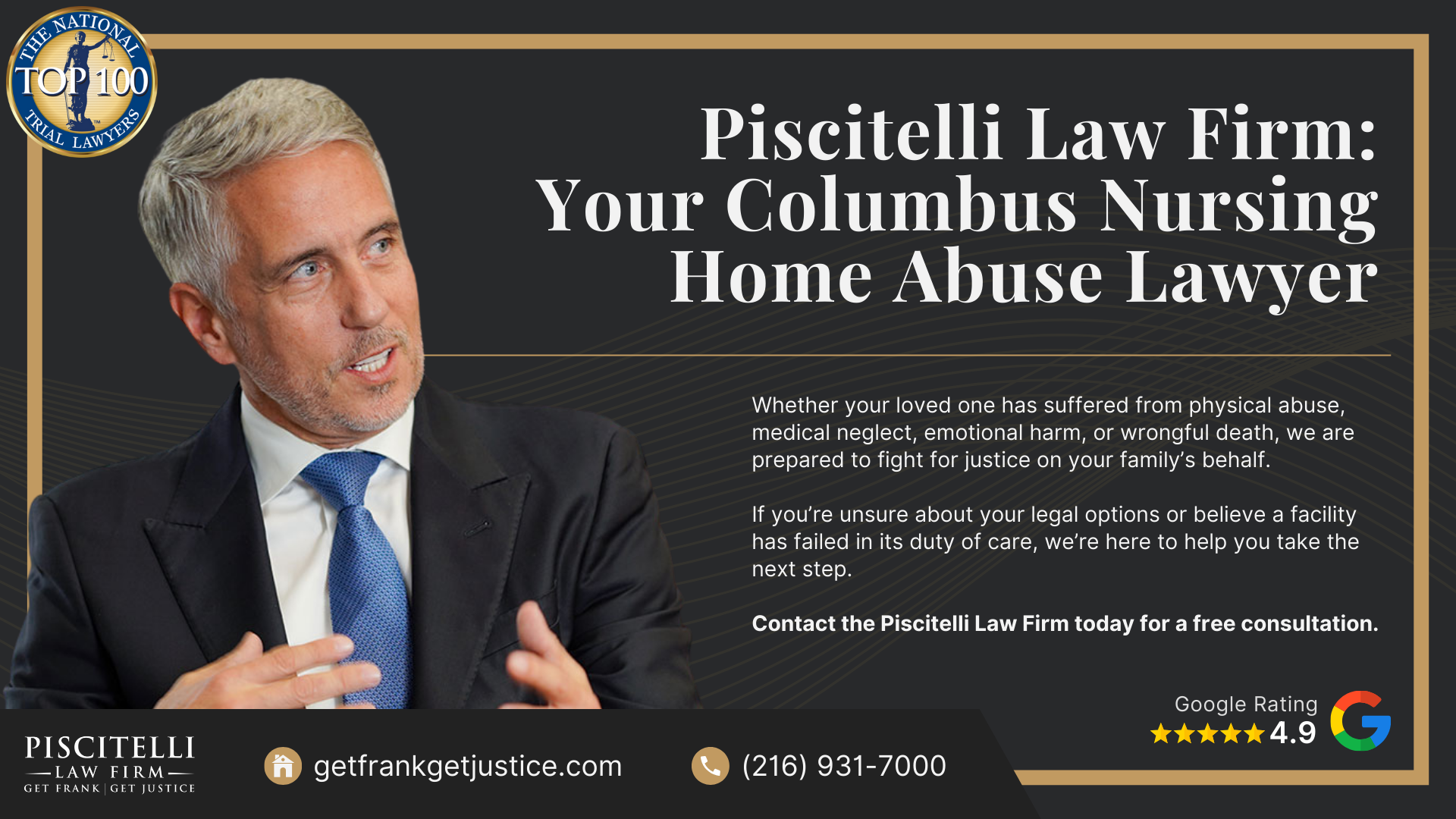 Meet Our Experienced Nursing Home Abuse Attorney_ Frank Piscitelli; What To Do If You Suspect Nursing Home Abuse or Neglect in Ohio; Gathering Evidence for a Nursing Home Abuse Lawsuit; Damages in Nursing Home Neglect and Abuse Cases; The Legal Process for Nursing Home Abuse Cases in Ohio Explained; Types of Nursing Home Abuse; Piscitelli Law Firm_ Your Columbus Nursing Home Abuse Lawyer