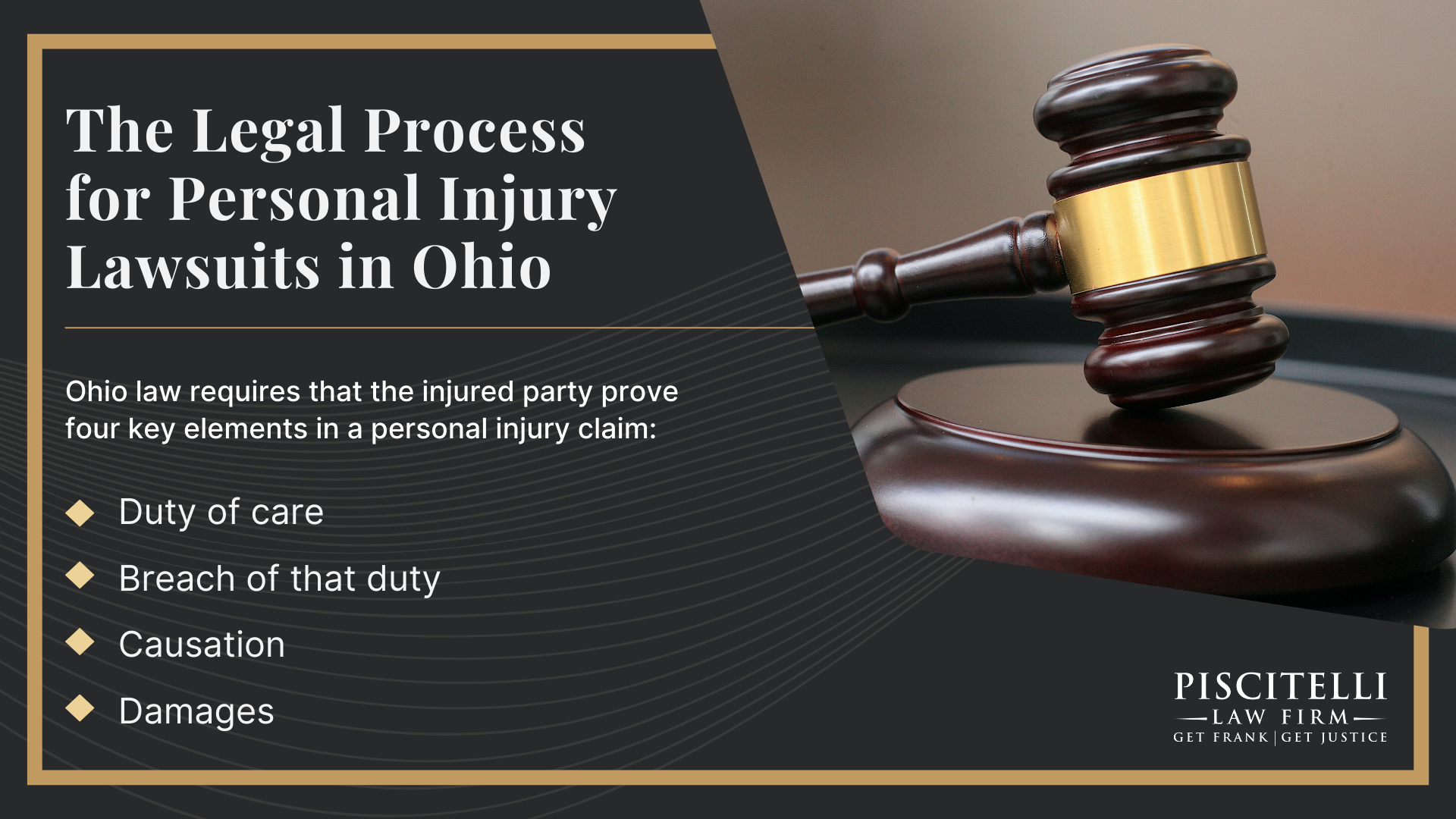 Meet Frank Piscitelli: One of the Top Cincinnati Personal Injury Attorneys; Types of Personal Injury Cases We Handle; What To Do After Suffering a Personal Injury in Cincinnati, OH; The Legal Process for Personal Injury Lawsuits in Ohio