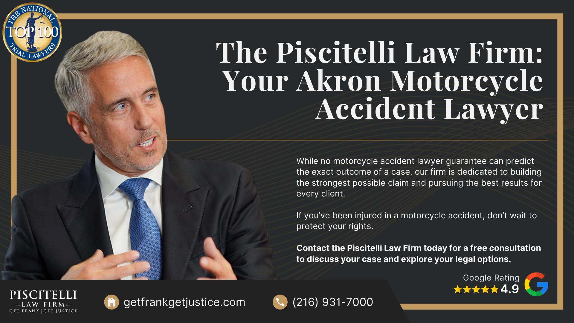 Meet Frank Piscitelli_ One of Akron's Top Motorcycle Accident Attorneys; What to Do After a Motorcycle Accident in Akron, OH_ Steps to Take; Gathering Evidence for a Motorcycle Accident Claim; Common Damages in Motorcycle Accident Cases; What is the Legal Process for a Motorcycle Accident Claim in Ohio; Common Causes of Motorcycle Accidents in Akron, OH; Common Motorcycle Injuries; The Piscitelli Law Firm_ Your Akron Motorcycle Accident Lawyer