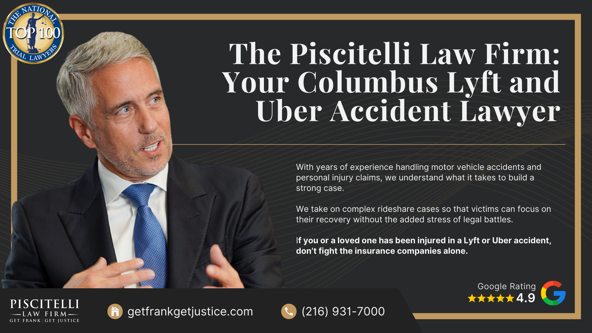 Frank Piscitelli_ One of Columbus' Top Uber & Lyft Accident Attorneys; What to Do After a Car Accident Involving Lyft or Uber Vehicle in Columbus, OH; Gathering Evidence for Rideshare Accident Cases; Damages in a Rideshare Accident Claim; The Legal Process for Rideshare Accident Cases in Ohio; Do You Qualify for a Rideshare Accident Claim; The Piscitelli Law Firm_ Your Columbus Lyft and Uber Accident Lawyer