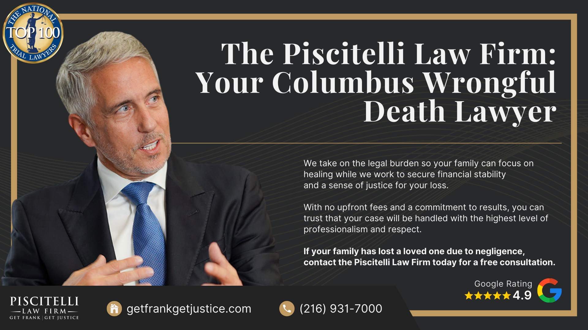 Meet Our Founder and Experienced Wrongful Death Attorney_ Frank Piscitelli; The Legal Process for a Wrongful Death Lawsuit in Ohio Explained; Who Can File a Wrongful Death Claim in Ohio; Actionable Steps to Take After a Wrongful Death in Ohio; Gathering Evidence for a Wrongful Death Lawsuit; Damages in Wrongful Death Cases;  Do You Qualify for a Cleveland Wrongful Death Case; The Piscitelli Law Firm_ Your Columbus Wrongful Death Lawyer