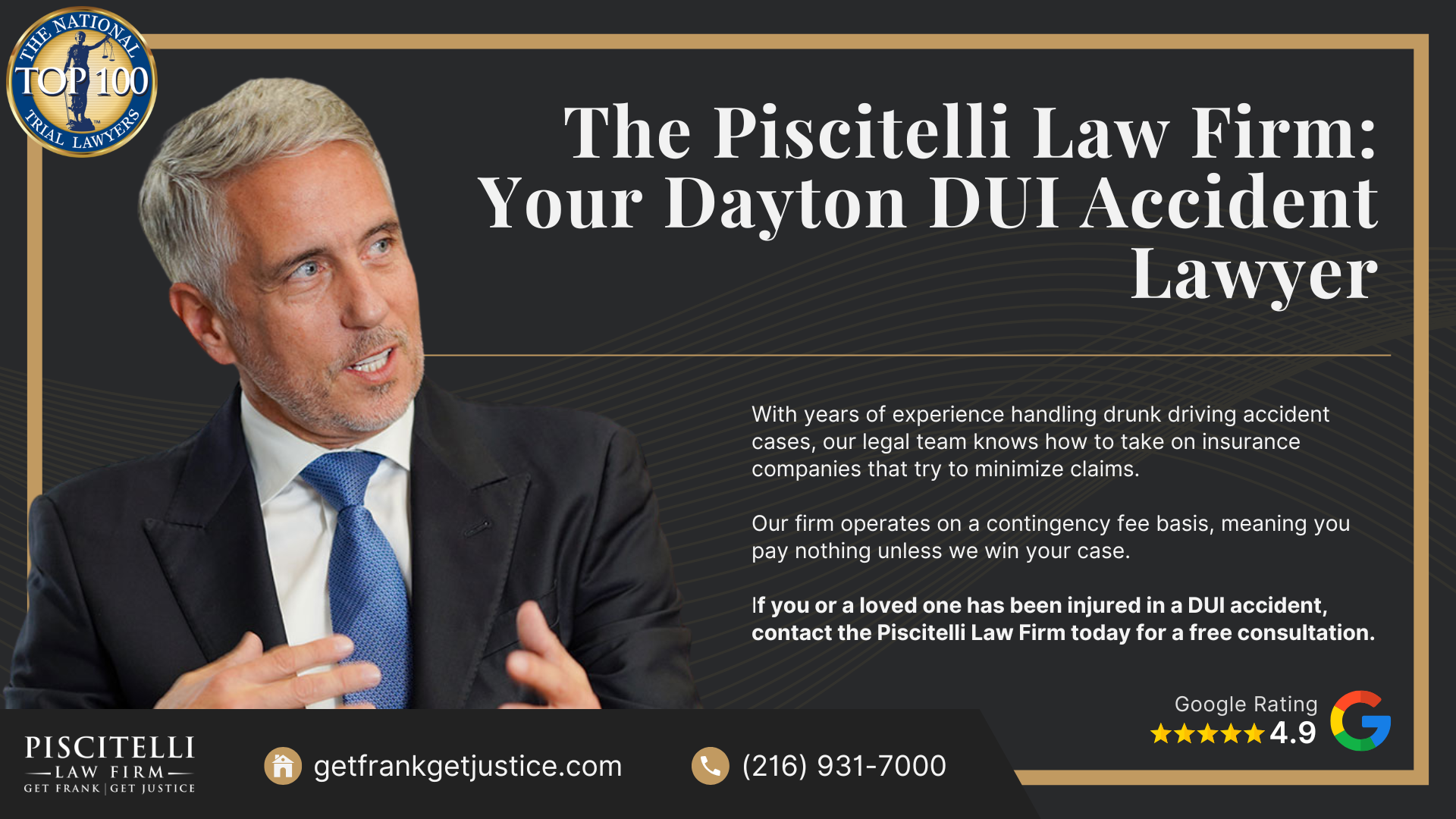 Frank Piscitelli_ One of Dayton's Top Drunk Driving Accident Attorneys; What To Do After a Drunk Driving Accident in Dayton, OH; Gathering Evidence for a DUI Accident Claim; Damages in a Personal Injury Lawsuit for a Drunk Driving Accident; The Legal Process for Drunk Driving Accidents in Ohio; Do You Qualify for a Drunk Driving Accident Case; The Piscitelli Law Firm_ Your Dayton DUI Accident Lawyer