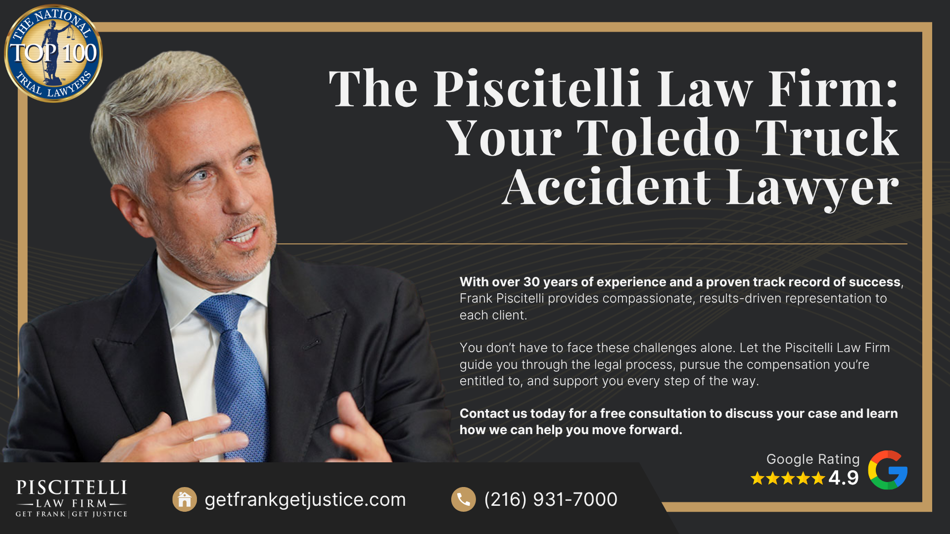 Meet Frank Piscitelli_ One of Toledo's Top Truck Accident Attorneys; What To Do After a Truck Accident in Toledo, OH; Gather Evidence for Your Truck Accident Claim; Common Damages in Truck Accident Claims; Who Can Be Held Liable in a Truck Accident Case; The Legal Process for Truck Accident Cases in Ohio; Common Causes of Truck Accidents; Common Truck Accident Injuries; The Piscitelli Law Firm_ Your Toledo Truck Accident Lawyer