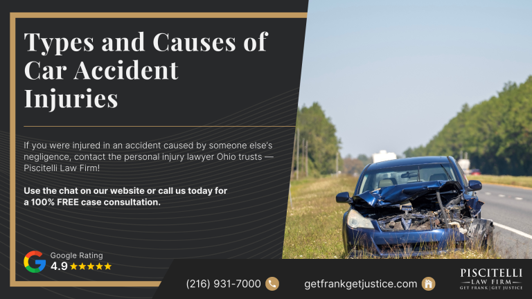 Types and Causes of Car Accident Injuries; Car Accidents Can Result in a Wide Range of Injuries; Types and Causes of Car Accident Injuries; How Injuries Occur in Different Types of Collisions; The Importance of Prompt Medical Care; When to Contact a Car Accident Lawyer; Piscitelli Law Firm_ Get in Touch With a Car Accident Law Firm