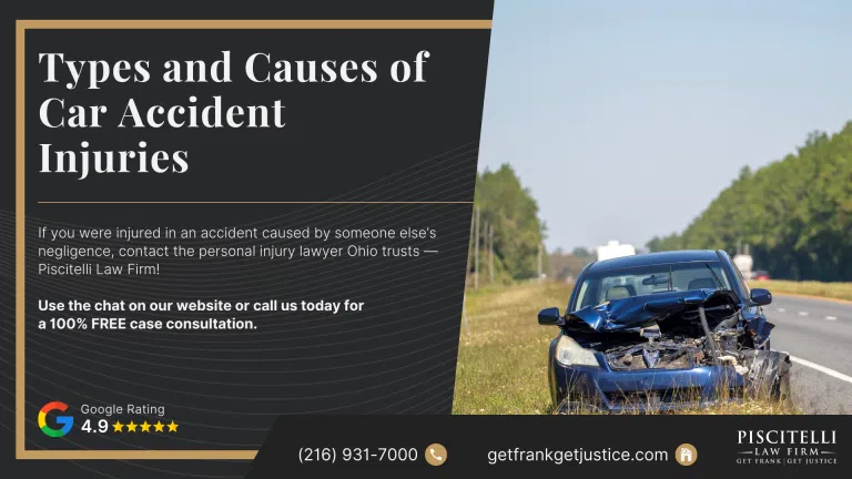 Types and Causes of Car Accident Injuries; Car Accidents Can Result in a Wide Range of Injuries; Types and Causes of Car Accident Injuries; How Injuries Occur in Different Types of Collisions; The Importance of Prompt Medical Care; When to Contact a Car Accident Lawyer; Piscitelli Law Firm_ Get in Touch With a Car Accident Law Firm