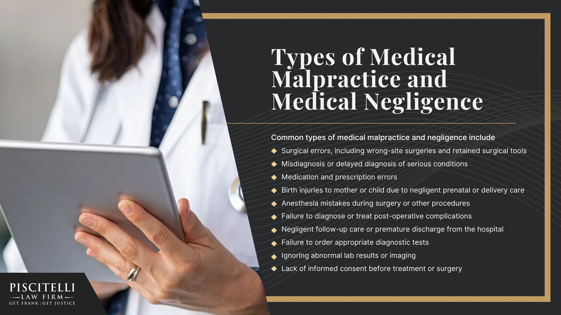 Meet Our Experienced Medical Malpractice Attorney_ Frank Piscitelli; The Legal Process for Medical Malpractice Cases in Ohio; Gathering Evidence for Medical Malpractice Claims; Damages in Medical Malpractice Cases; Types of Medical Malpractice and Medical Negligence