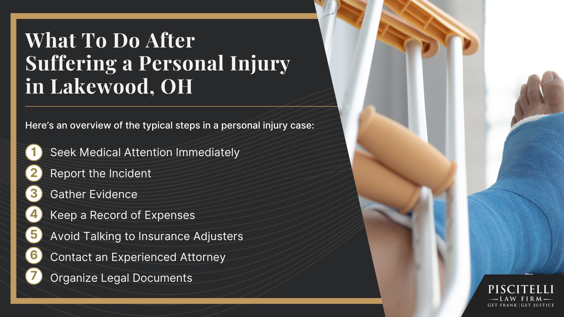 Meet Frank Piscitelli; Types of Personal Injury Cases We Handle; What To Do After Suffering a Personal Injury in Lakewood, OH
