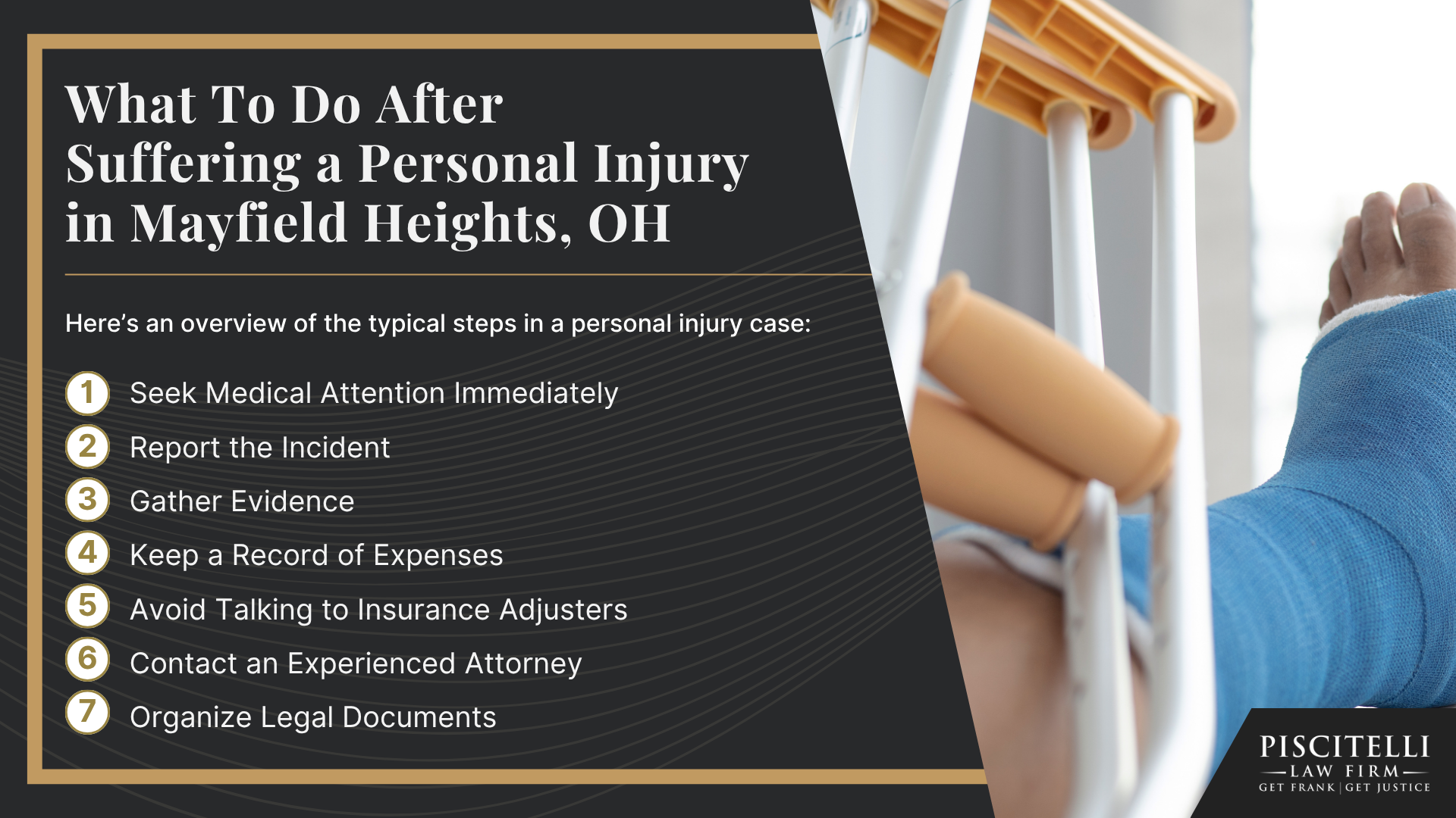 Meet Frank Piscitelli; Types of Personal Injury Cases We Handle; What To Do After Suffering a Personal Injury in Mayfield Heights, OH