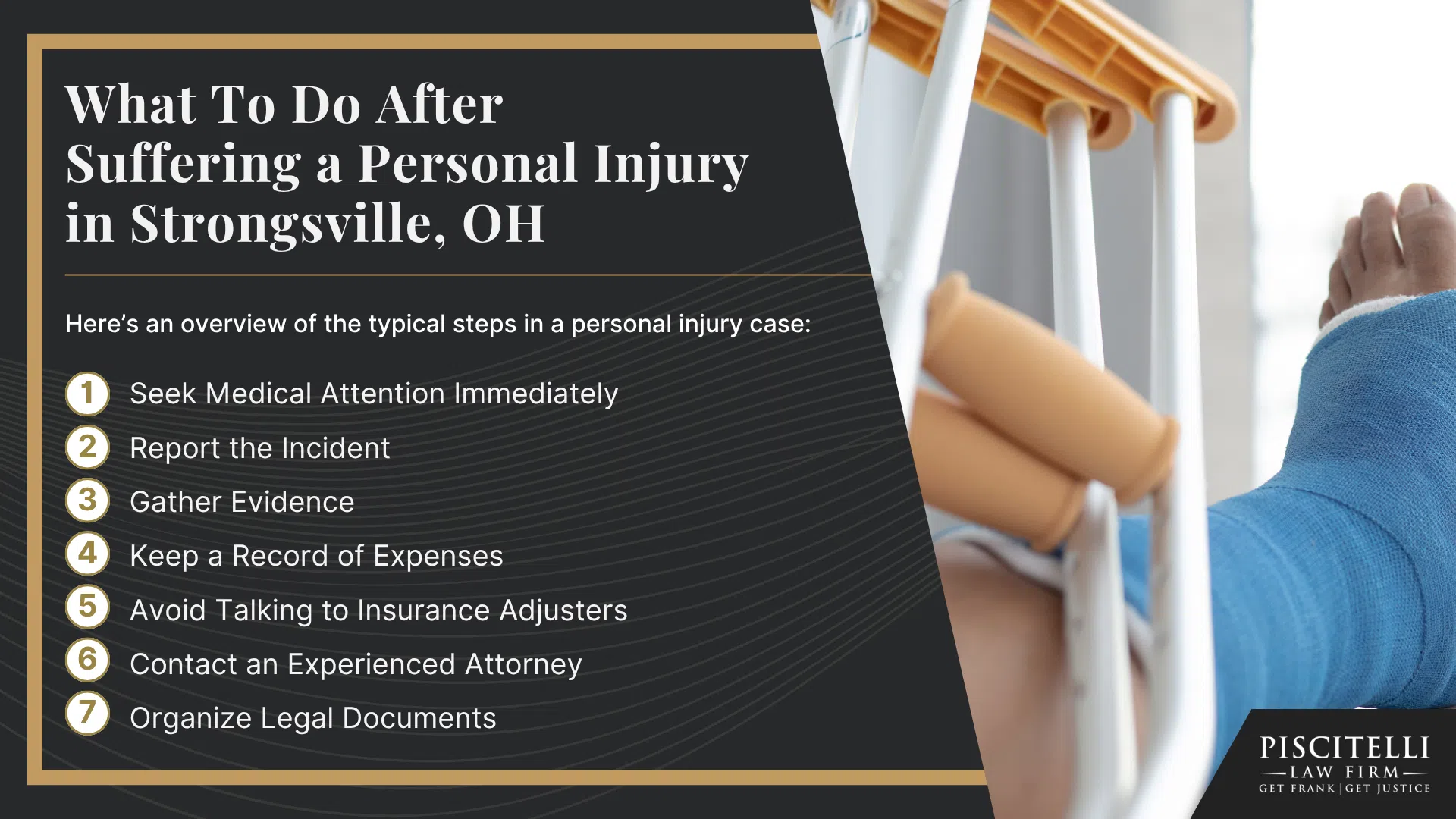 Meet Frank Piscitelli; Types of Personal Injury Cases We Handle; What To Do After Suffering a Personal Injury in Strongsville, OH