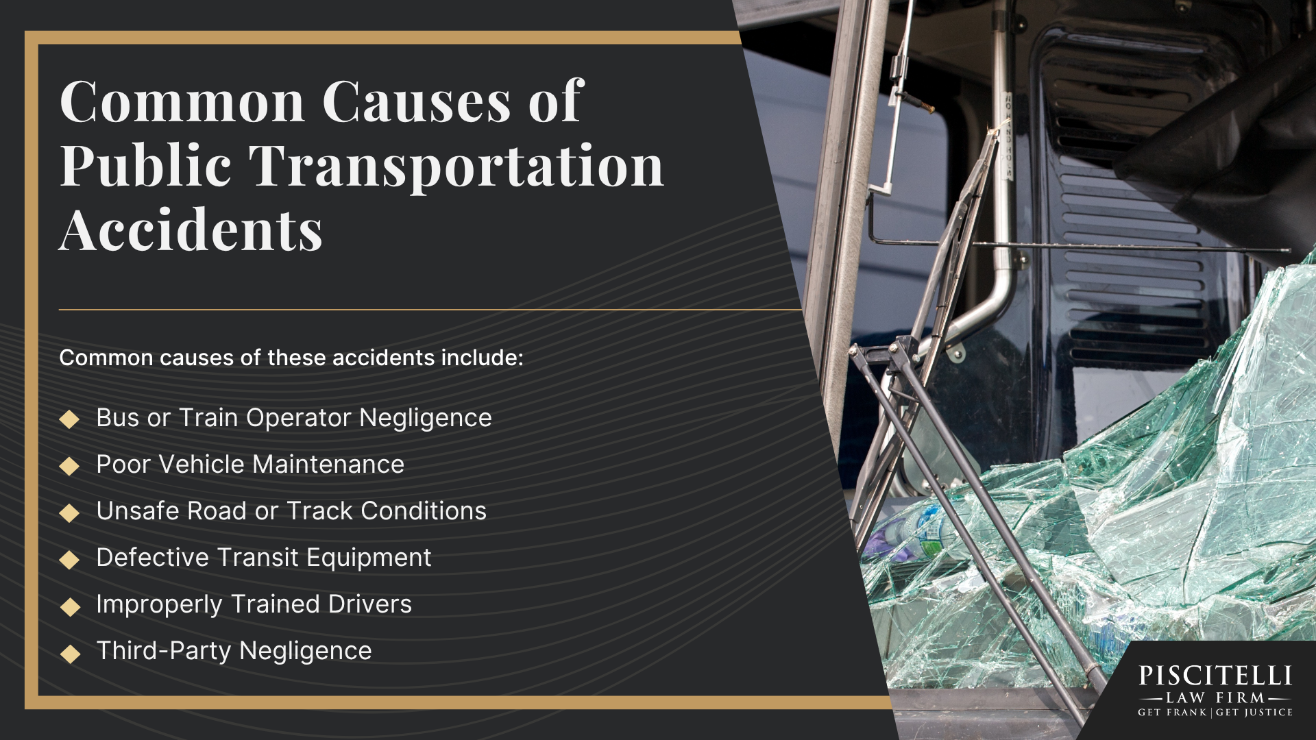 Frank Piscitelli_ One of Lakewood's Top Public Transportation and Bus Accident Lawyers; What to Do After a Public Transportation Accident in Lakewood, OH; Gather Evidence for a Public Transportation Injury Claim; Damages in a Public Transportation Accident Claim; Types of Public Transportation Accidents; Common Causes of Public Transportation Accidents