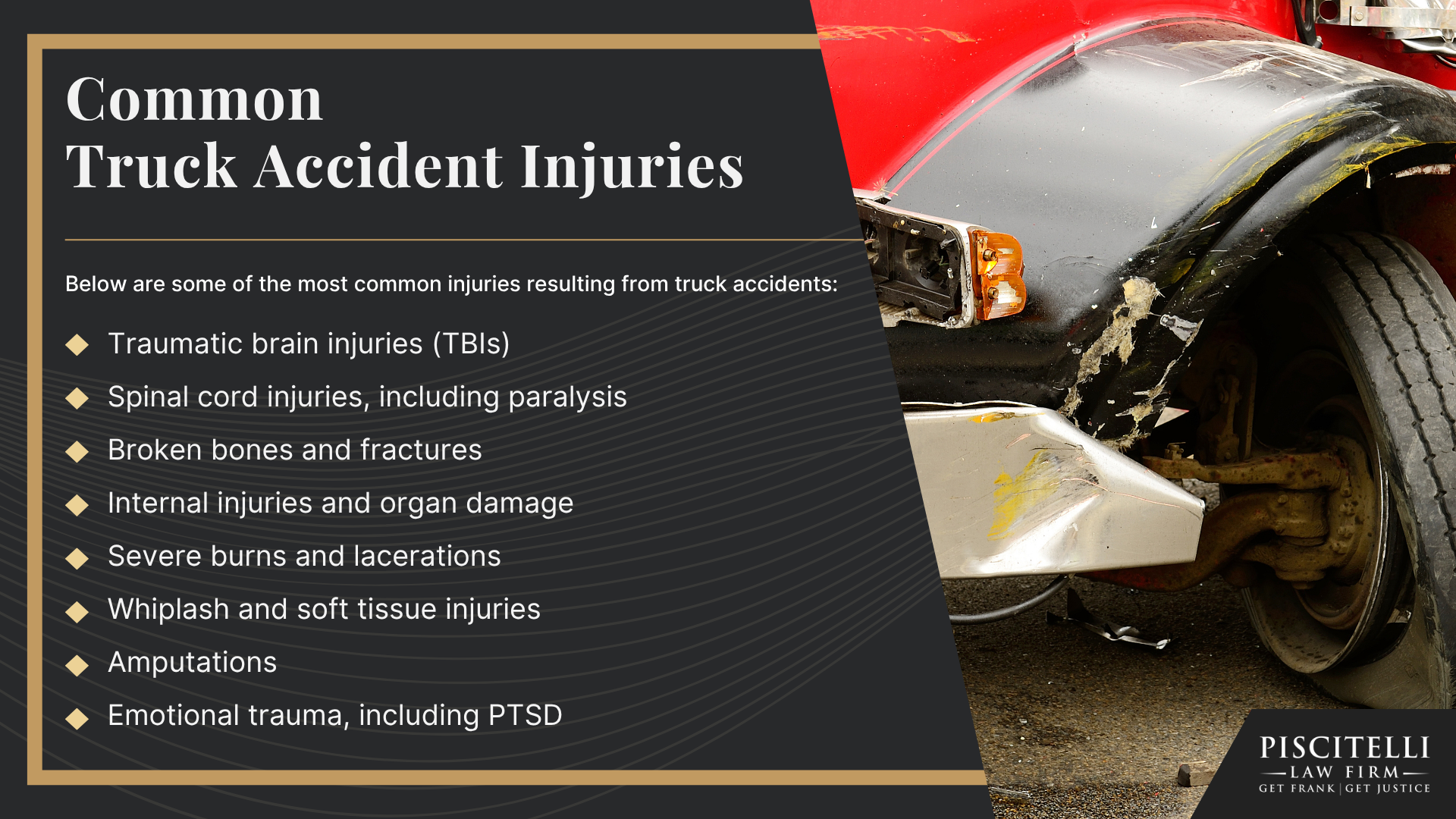 Meet Frank Piscitelli_ One of Parma's Top Truck Accident Attorneys; What To Do After a Truck Accident in Parma, OH; Gather Evidence for Your Truck Accident Claim; Common Damages in Truck Accident Claims; Who Can Be Held Liable in a Truck Accident Case; The Legal Process for Truck Accident Cases in Ohio; Common Causes of Truck Accidents; Common Truck Accident Injuries