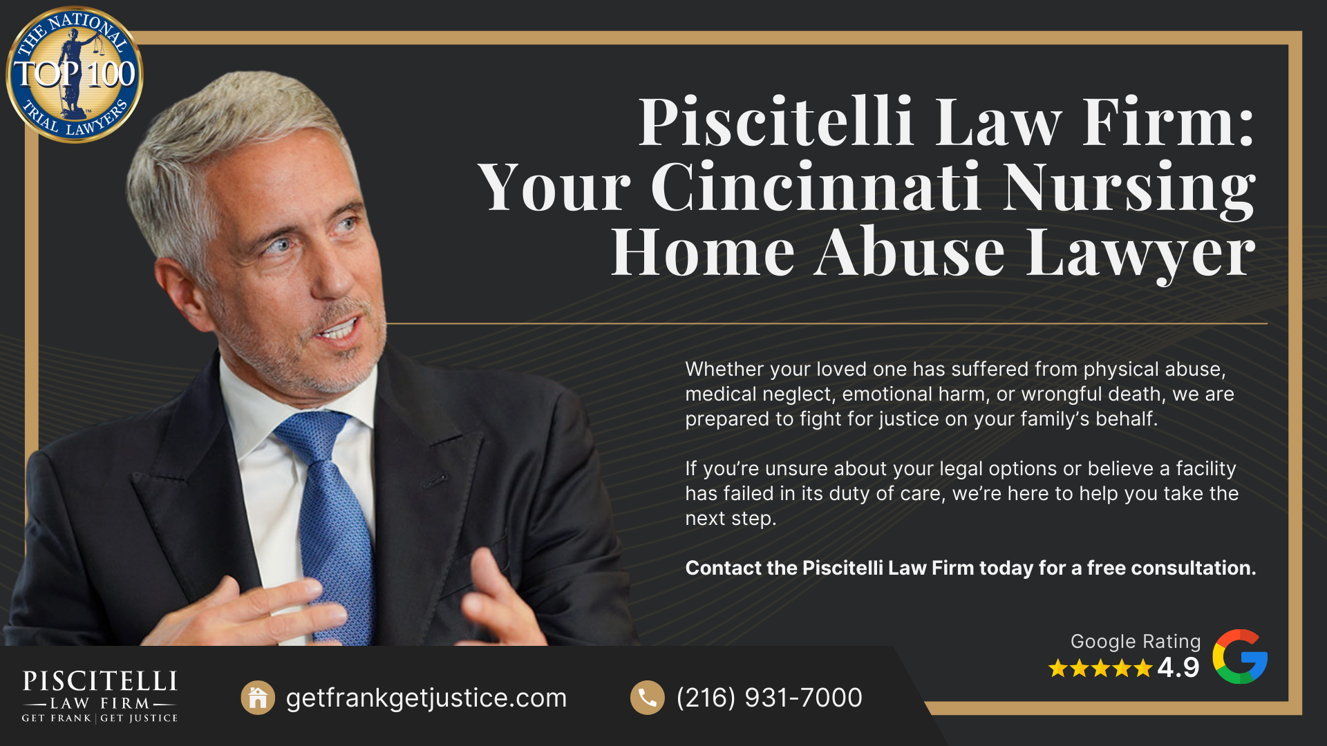 Meet Our Experienced Nursing Home Abuse Attorney_ Frank Piscitelli; What To Do If You Suspect Nursing Home Abuse or Neglect in Ohio; Gathering Evidence for a Nursing Home Abuse Lawsuit; Damages in Nursing Home Neglect and Abuse Cases; The Legal Process for Nursing Home Abuse Cases in Ohio Explained; Types of Nursing Home Abuse; Piscitelli Law Firm_ Your Cincinnati Nursing Home Abuse Lawyer