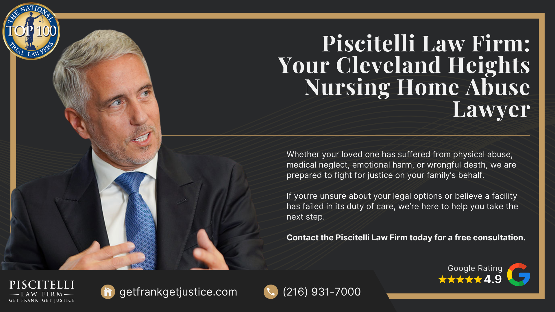 Meet Our Experienced Nursing Home Abuse Attorney_ Frank Piscitelli; What To Do If You Suspect Nursing Home Abuse or Neglect in Ohio; Gathering Evidence for a Nursing Home Abuse Lawsuit; Damages in Nursing Home Neglect and Abuse Cases; The Legal Process for Nursing Home Abuse Cases in Ohio Explained; Piscitelli Law Firm_ Your Cleveland Heights Nursing Home Abuse Lawyer