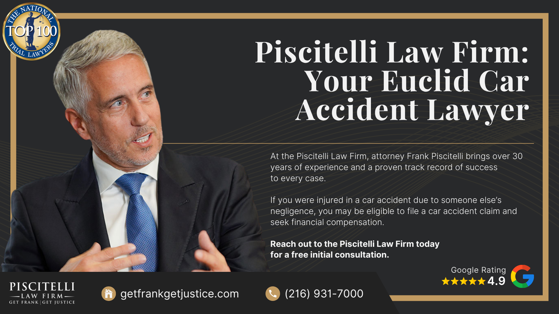 Meet Our Founder and Experienced Car Accident Attorney_ Frank Piscitelli; The Legal Process for Car Accident Claims in Ohio Explained; Gathering Evidence for a Car Accident Claim; Damages in Car Accident Cases Explained; Common Causes of Car Accidents in Euclid; Common Car Accident Injuries; Piscitelli Law Firm_ Your Euclid Car Accident Lawyer