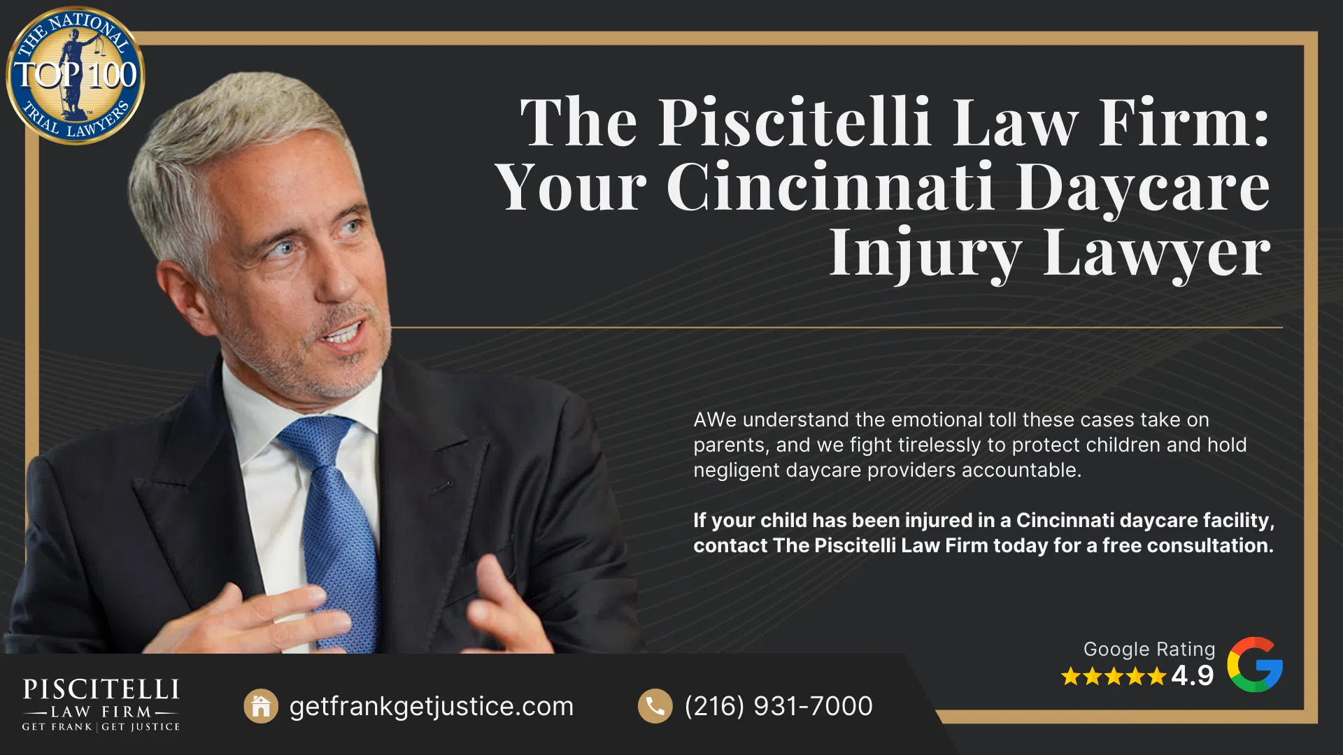 Meet Our Experienced Daycare Injury Attorney_ Frank Piscitelli; Warning Signs of an Abusive Daycare Facility and How to Take Action; How to Report Daycare Abuse or Neglect in Ohio; Types of Abuse and Negligence in Daycare Centers; The Legal Process for Daycare Injury Cases in Ohio; Gathering Evidence for Daycare Abuse Cases; Damages in Daycare Injury Lawsuits; Do You Qualify for a Daycare Injury Lawsuit; The Piscitelli Law Firm_ Your Akron Daycare Injury Lawyer 