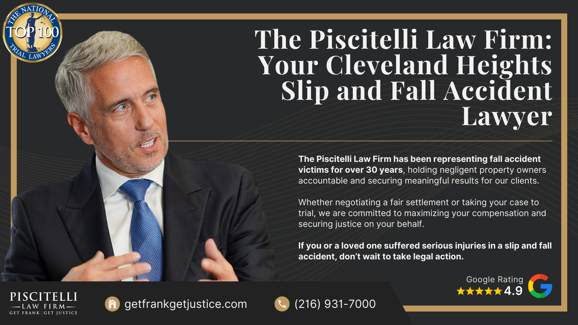 Meet Our Founder and Experienced Slip and Fall Attorney_ Frank Piscitelli; The Legal Process for Slip and Fall Claims in Ohio Explained; Gathering Evidence for a Slip and Fall Claim; Damages in a Slip and Fall Case; How to Prove Negligence in a Slip and Fall Case; Steps to Take After a Slip and Fall Accident in Ohio; Common Slip and Fall Injuries; Do You Qualify for a Slip and Fall Lawsuit; The Piscitelli Law Firm_ Your Cincinnati Slip and Fall Accident Lawyer