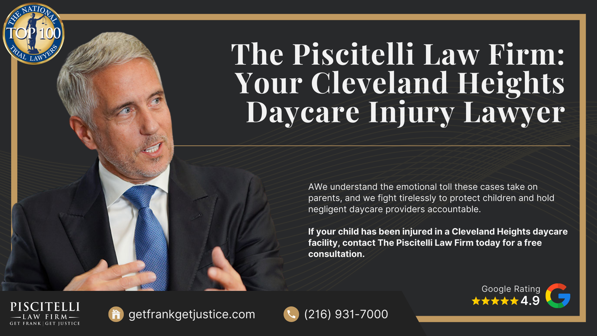 Meet Our Experienced Daycare Injury Attorney_ Frank Piscitelli; Warning Signs of an Abusive Daycare Facility and How to Take Action; How to Report Daycare Abuse or Neglect in Ohio; The Legal Process for Daycare Injury Cases in Ohio; Gathering Evidence for Daycare Abuse Cases; Damages in Daycare Injury Lawsuits; Do You Qualify for a Daycare Injury Lawsuit; The Piscitelli Law Firm_ Your Cleveland Heights Daycare Injury Lawyer 
