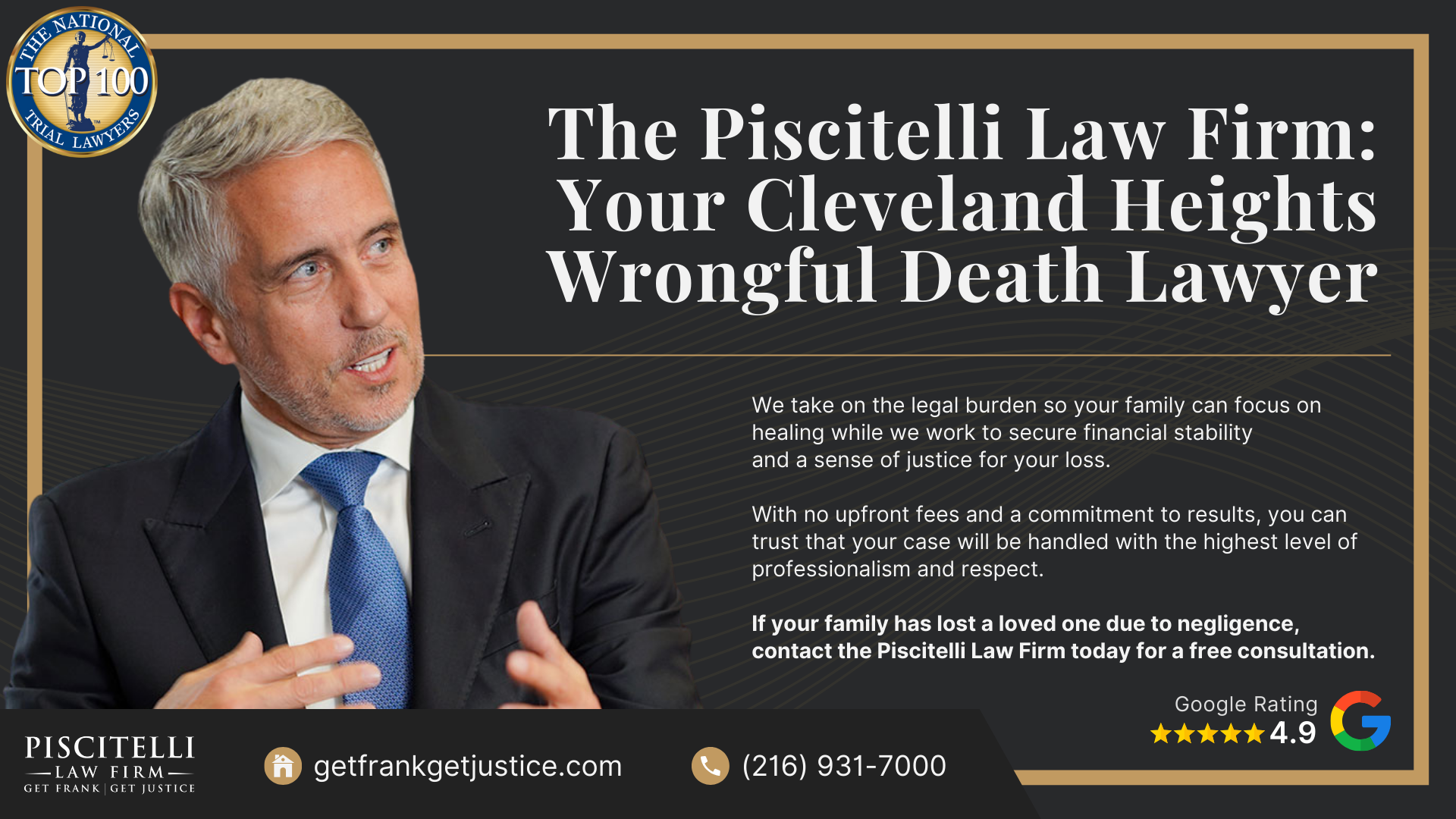 Meet Our Founder and Experienced Wrongful Death Attorney_ Frank Piscitelli; The Legal Process for a Wrongful Death Lawsuit in Ohio Explained; Who Can File a Wrongful Death Claim in Ohio; Actionable Steps to Take After a Wrongful Death in Ohio; Gathering Evidence for a Wrongful Death Lawsuit; Damages in Wrongful Death Cases;  Do You Qualify for a Cleveland Heights Wrongful Death Case; The Piscitelli Law Firm_ Your Cleveland Heights Wrongful Death Lawyer