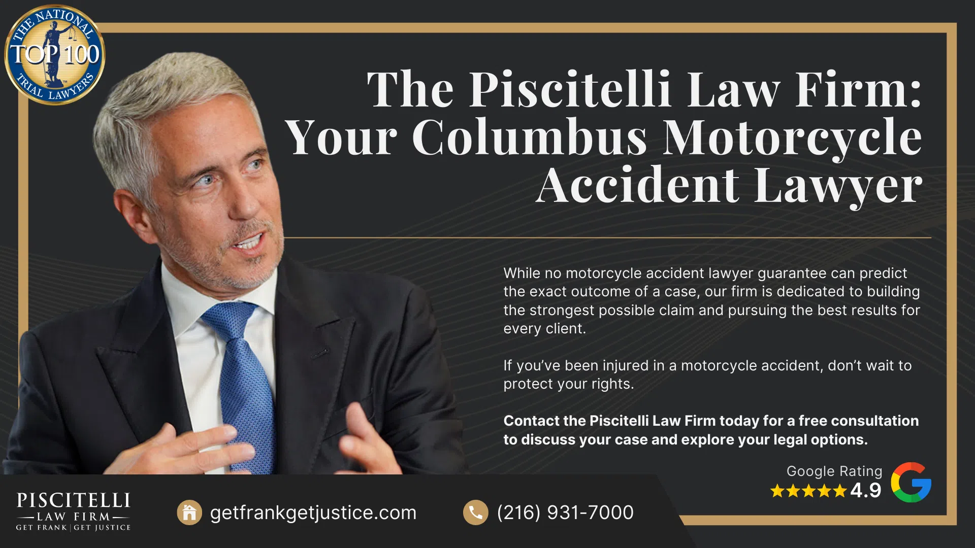Meet Frank Piscitelli_ One of Akron's Top Motorcycle Accident Attorneys; What to Do After a Motorcycle Accident in Columbus, OH_ Steps to Take; Gathering Evidence for a Motorcycle Accident Claim; Common Damages in Motorcycle Accident Cases; What is the Legal Process for a Motorcycle Accident Claim in Ohio; Common Causes of Motorcycle Accidents in Columbus, OH; Common Motorcycle Injuries; The Piscitelli Law Firm_ Your Columbus Motorcycle Accident Lawyer