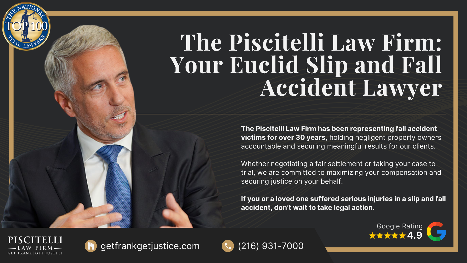 Meet Our Founder and Experienced Slip and Fall Attorney_ Frank Piscitelli; The Legal Process for Slip and Fall Claims in Ohio Explained; Gathering Evidence for a Slip and Fall Claim; Damages in a Slip and Fall Case; How to Prove Negligence in a Slip and Fall Case; Steps to Take After a Slip and Fall Accident in Ohio; Common Slip and Fall Injuries; Do You Qualify for a Slip and Fall Lawsuit; The Piscitelli Law Firm_ Your Euclid Slip and Fall Accident Lawyer