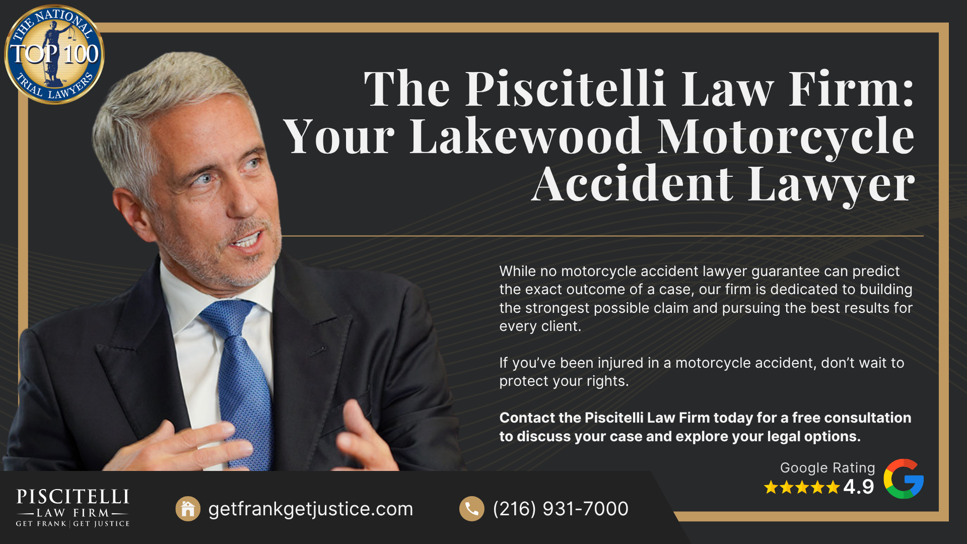 Meet Frank Piscitelli_ One of Lakewood's Top Motorcycle Accident Attorneys; What to Do After a Motorcycle Accident in Lakewood, OH_ Steps to Take; Gathering Evidence for a Motorcycle Accident Claim; Common Damages in Motorcycle Accident Cases; What is the Legal Process for a Motorcycle Accident Claim in Ohio; Common Causes of Motorcycle Accidents in Lakewood, OH; Common Motorcycle Injuries; The Piscitelli Law Firm_ Your Lakewood Motorcycle Accident Lawyer