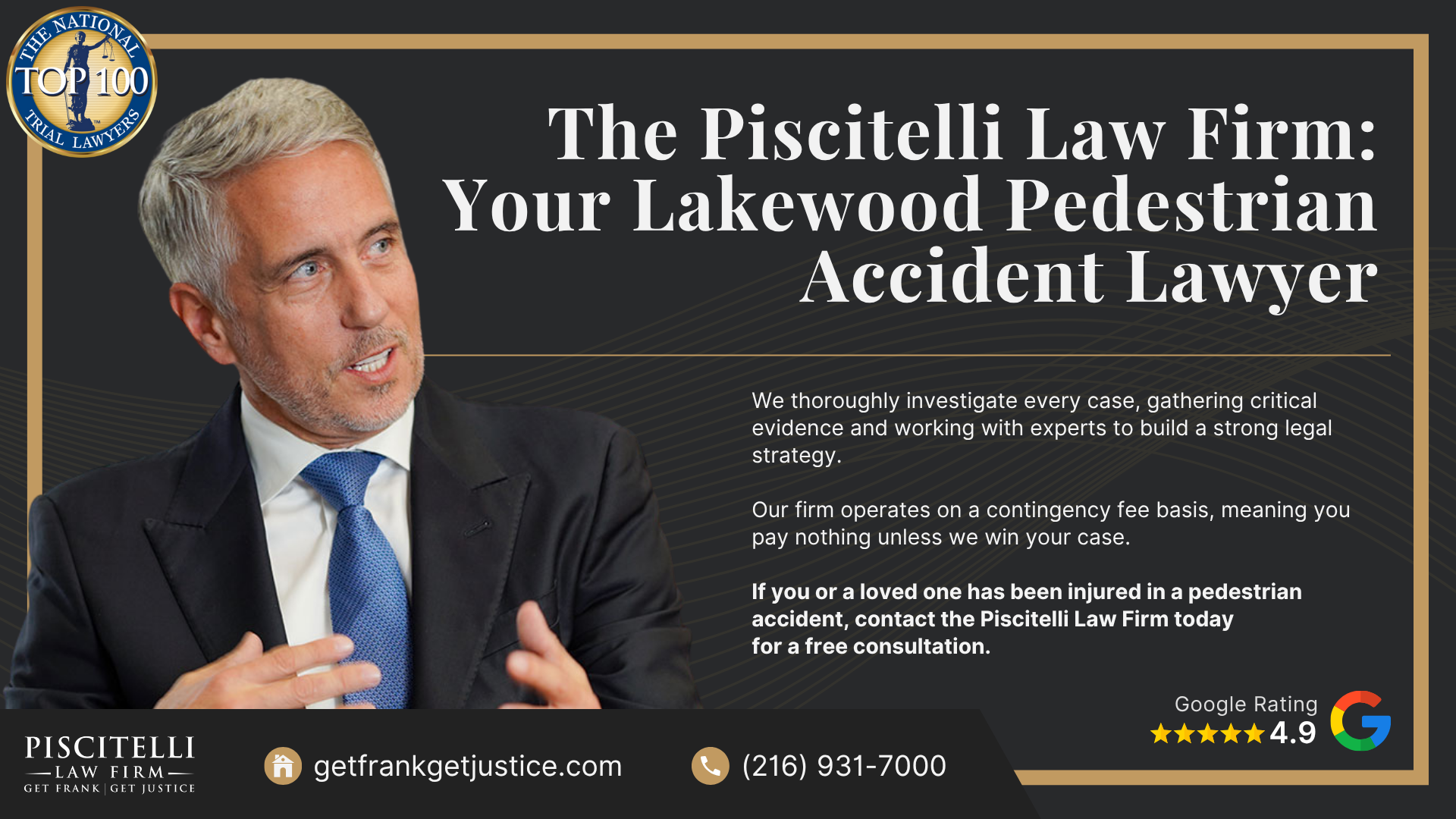 Frank Piscitelli_ One of the Top Ohio Pedestrian Accident Attorneys; What to Do After a Pedestrian Accident in Lakewood, OH; Gathering Evidence for Pedestrian Accident Cases; Damages in a Pedestrian Accident Claim; The Legal Process for a Wrongful Death Lawsuit in Ohio Explained; Common Causes of Pedestrian Accidents; Common Pedestrian Accident Injuries; Do You Qualify for a Pedestrian Accident Claim; The Piscitelli Law Firm_ Your Lakewood Pedestrian Accident Lawyer