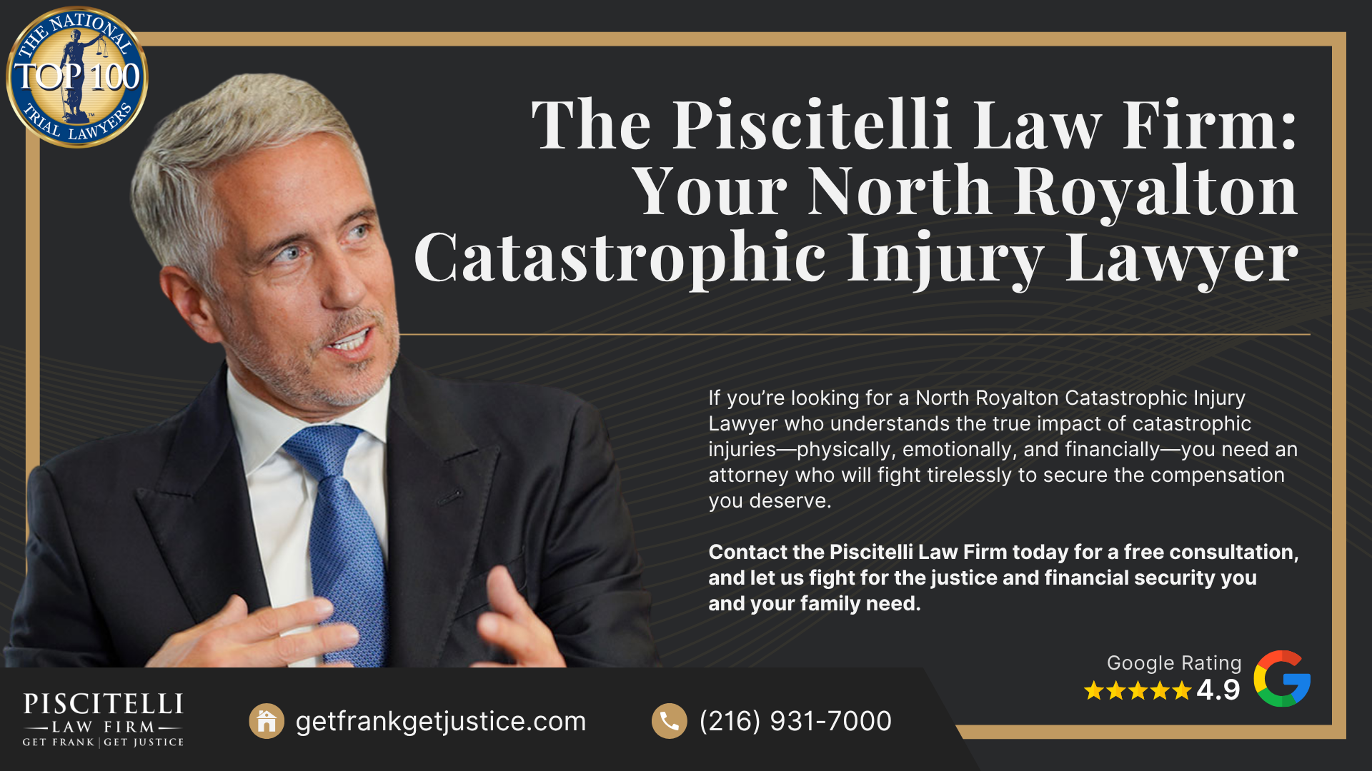 Meet Our Founder and Experienced Personal Injury Attorney_ Frank Piscitelli; The Legal Process for Catastrophic Personal Injury Claims in Ohio; Gathering Evidence for a Catastrophic Injury Lawsuit; Common Damages in Cases Involving Catastrophic Injuries; How Do Catastrophic Injuries Occur; How Do Catastrophic Injuries Occur; Types of Catastrophic Injuries and Related Health Challenges; Do You Qualify for a Catastrophic Injury Lawsuit; The Piscitelli Law Firm_ Your North Royalton Catastrophic Injury Lawyer