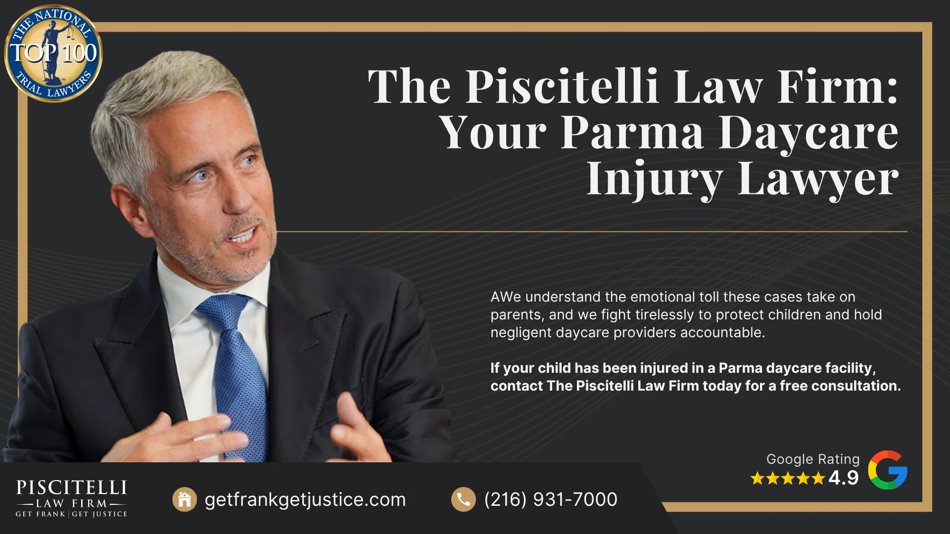Meet Our Experienced Daycare Injury Attorney_ Frank Piscitelli; Warning Signs of an Abusive Daycare Facility and How to Take Action; How to Report Daycare Abuse or Neglect in Ohio; Types of Abuse and Negligence in Daycare Centers; The Legal Process for Daycare Injury Cases in Ohio; Gathering Evidence for Daycare Abuse Cases; Damages in Daycare Injury Lawsuits; Do You Qualify for a Daycare Injury Lawsuit;  The Piscitelli Law Firm_ Your Parma Daycare Injury Lawyer 