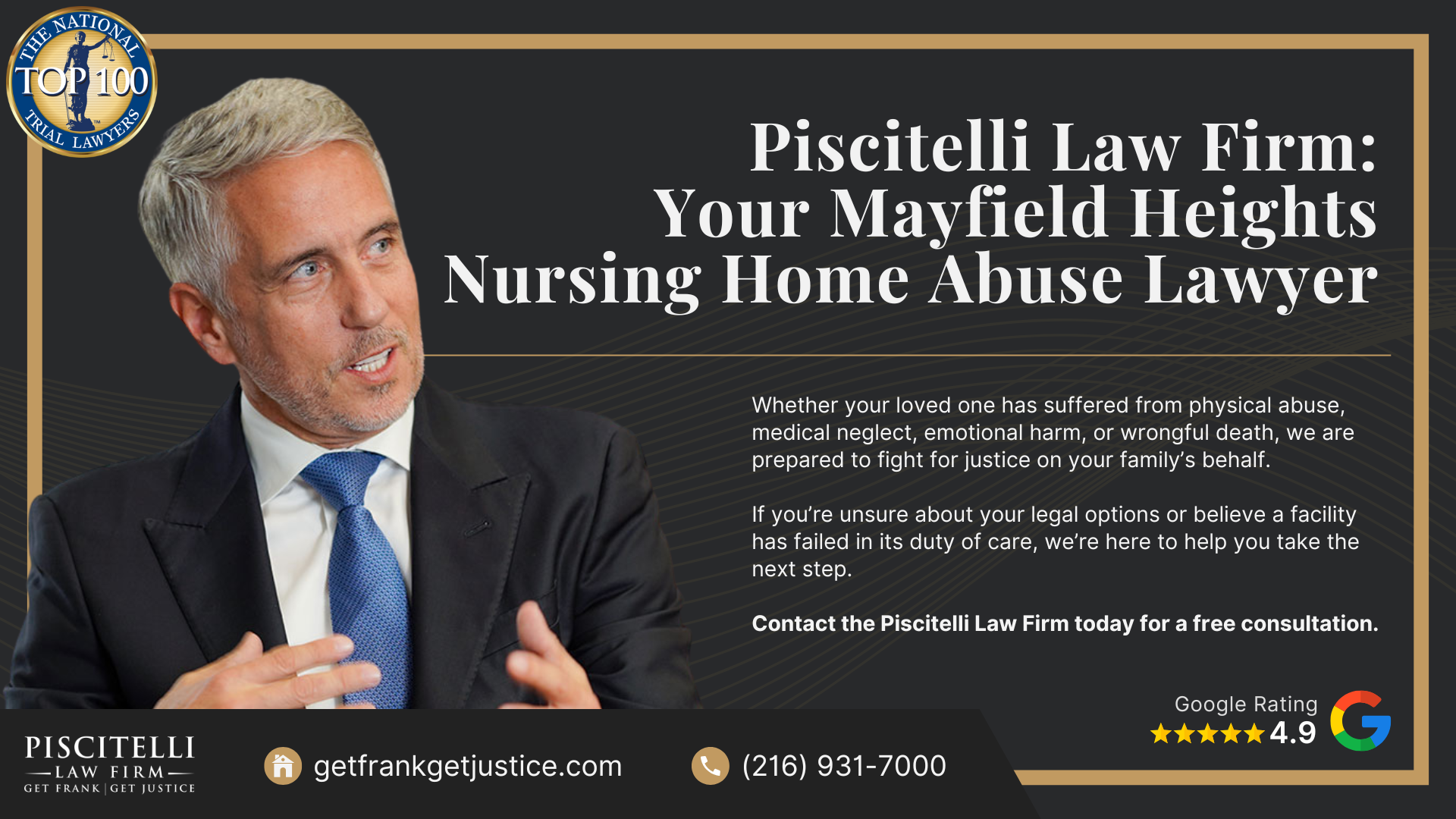 Meet Our Experienced Nursing Home Abuse Attorney_ Frank Piscitelli; What To Do If You Suspect Nursing Home Abuse or Neglect in Ohio; Gathering Evidence for a Nursing Home Abuse Lawsuit; Damages in Nursing Home Neglect and Abuse Cases; The Legal Process for Nursing Home Abuse Cases in Ohio Explained; Piscitelli Law Firm_ Your Mayfield Heights Nursing Home Abuse Lawyer