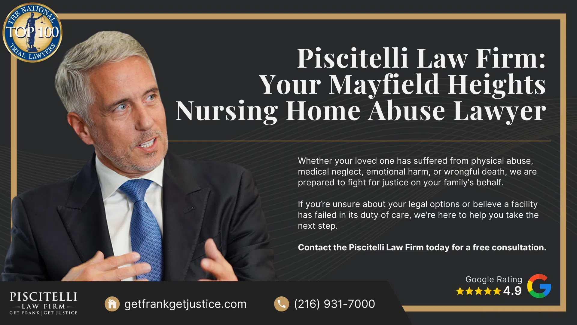 Meet Our Experienced Nursing Home Abuse Attorney_ Frank Piscitelli; What To Do If You Suspect Nursing Home Abuse or Neglect in Ohio; Gathering Evidence for a Nursing Home Abuse Lawsuit; Damages in Nursing Home Neglect and Abuse Cases; The Legal Process for Nursing Home Abuse Cases in Ohio Explained; Piscitelli Law Firm_ Your Mayfield Heights Nursing Home Abuse Lawyer