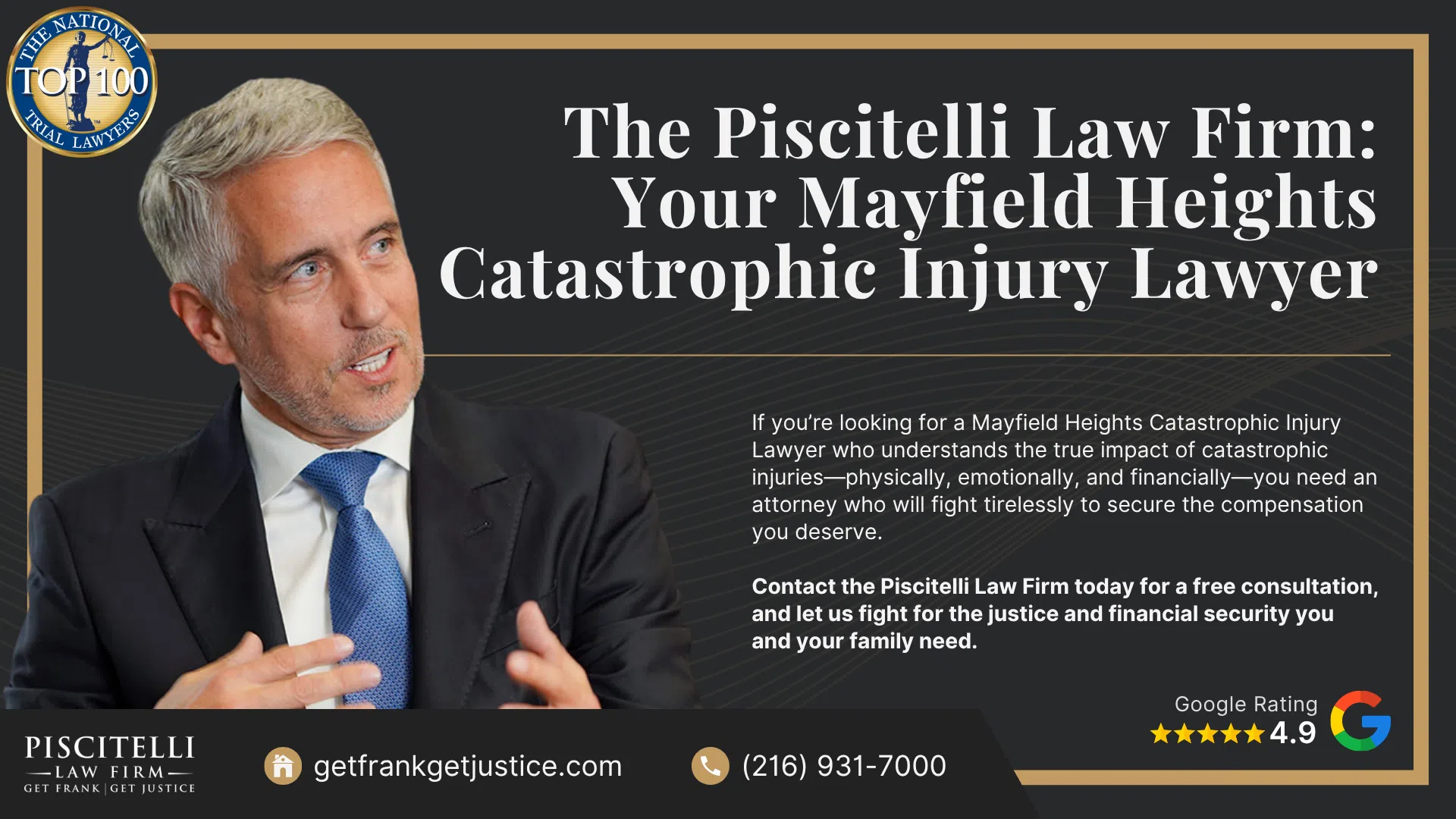 Meet Our Founder and Experienced Personal Injury Attorney_ Frank Piscitelli; The Legal Process for Catastrophic Personal Injury Claims in Ohio; Gathering Evidence for a Catastrophic Injury Lawsuit; Common Damages in Cases Involving Catastrophic Injuries; How Do Catastrophic Injuries Occur; Types of Catastrophic Injuries and Related Health Challenges; Do You Qualify for a Catastrophic Injury Lawsuit; The Piscitelli Law Firm_ Your Mayfield Heights Catastrophic Injury Lawyer