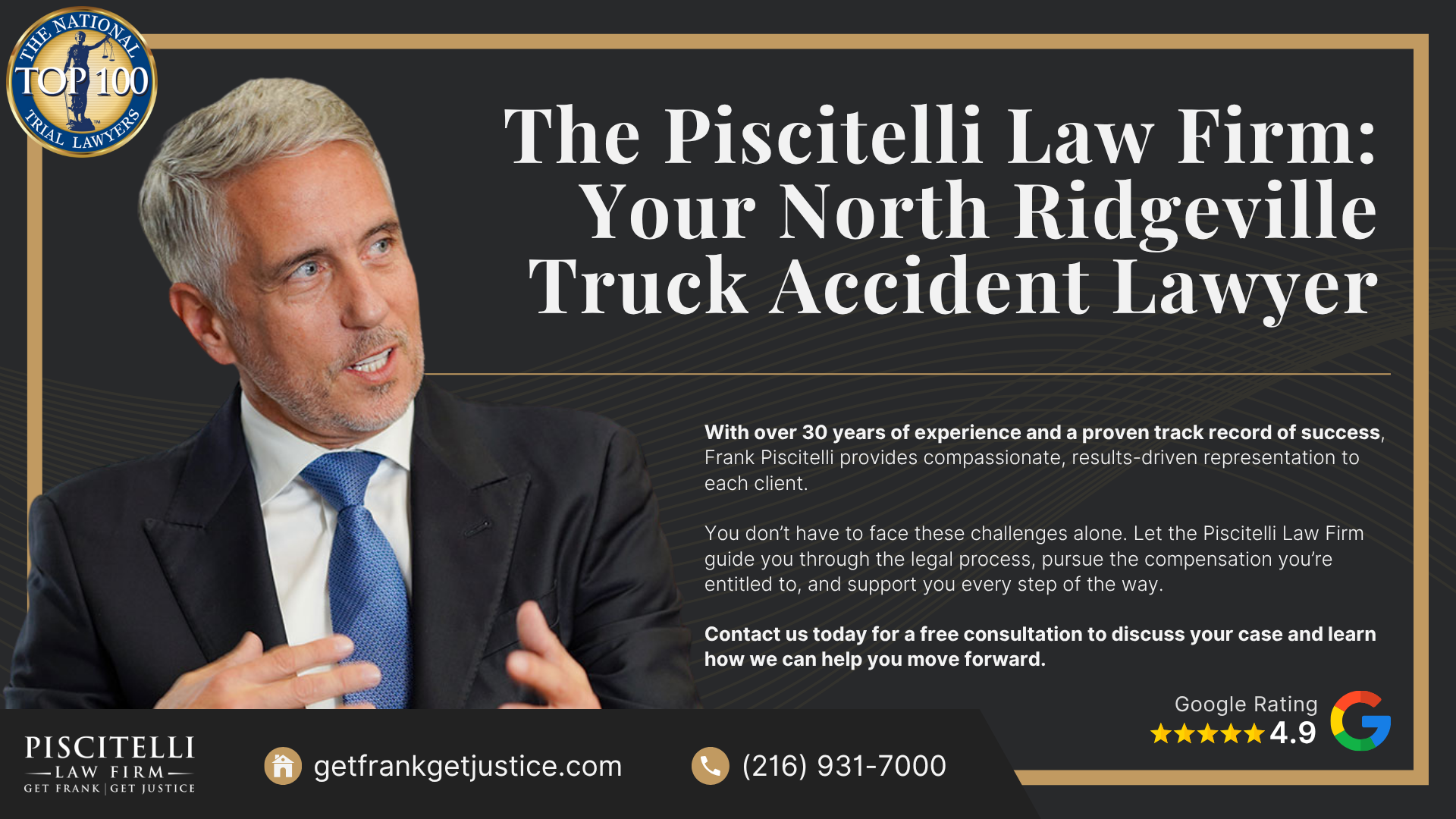 Meet Frank Piscitelli_ One of Euclid's Top Truck Accident Attorneys; What To Do After a Truck Accident in North Ridgeville, OH; Gather Evidence for Your Truck Accident Claim; Common Damages in Truck Accident Claims; Who Can Be Held Liable in a Truck Accident Case; The Legal Process for Truck Accident Cases; Common Causes of Truck Accidents in Ohio; Common Truck Accident Injuries; The Piscitelli Law Firm_ Your North Ridgeville Truck Accident Lawyer