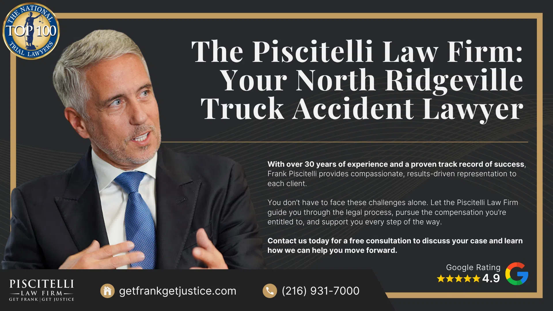 Meet Frank Piscitelli_ One of Euclid's Top Truck Accident Attorneys; What To Do After a Truck Accident in North Ridgeville, OH; Gather Evidence for Your Truck Accident Claim; Common Damages in Truck Accident Claims; Who Can Be Held Liable in a Truck Accident Case; The Legal Process for Truck Accident Cases; Common Causes of Truck Accidents in Ohio; Common Truck Accident Injuries; The Piscitelli Law Firm_ Your North Ridgeville Truck Accident Lawyer