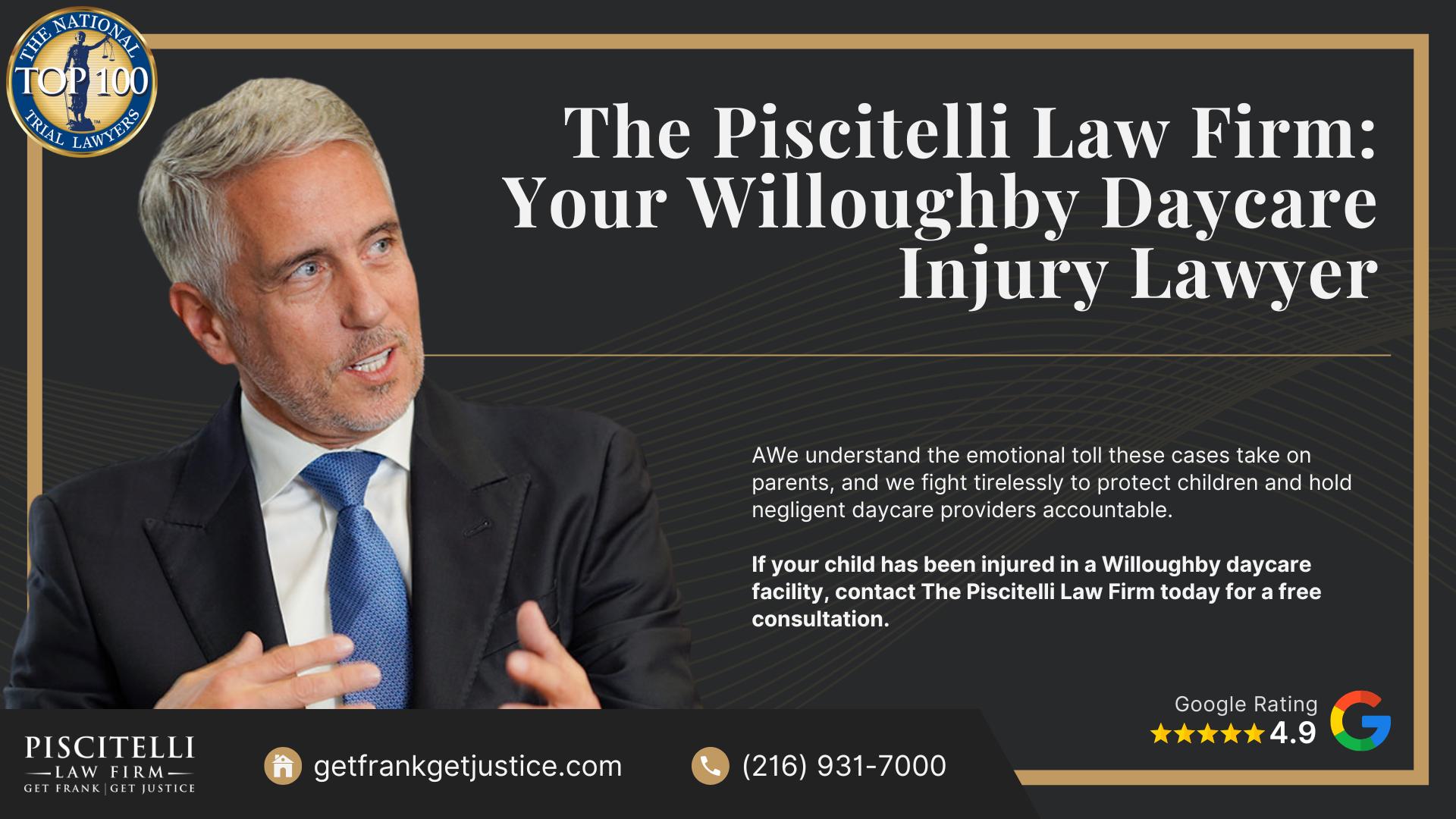 Meet Our Experienced Daycare Injury Attorney_ Frank Piscitelli; Warning Signs of an Abusive Daycare Facility and How to Take Action; How to Report Daycare Abuse or Neglect in Ohio; Types of Abuse and Negligence in Daycare Centers; The Legal Process for Daycare Injury Cases in Ohio; Gathering Evidence for Daycare Abuse Cases; Damages in Daycare Injury Lawsuits; Do You Qualify for a Daycare Injury Lawsuit;  The Piscitelli Law Firm_ Your Willoughby Daycare Injury Lawyer