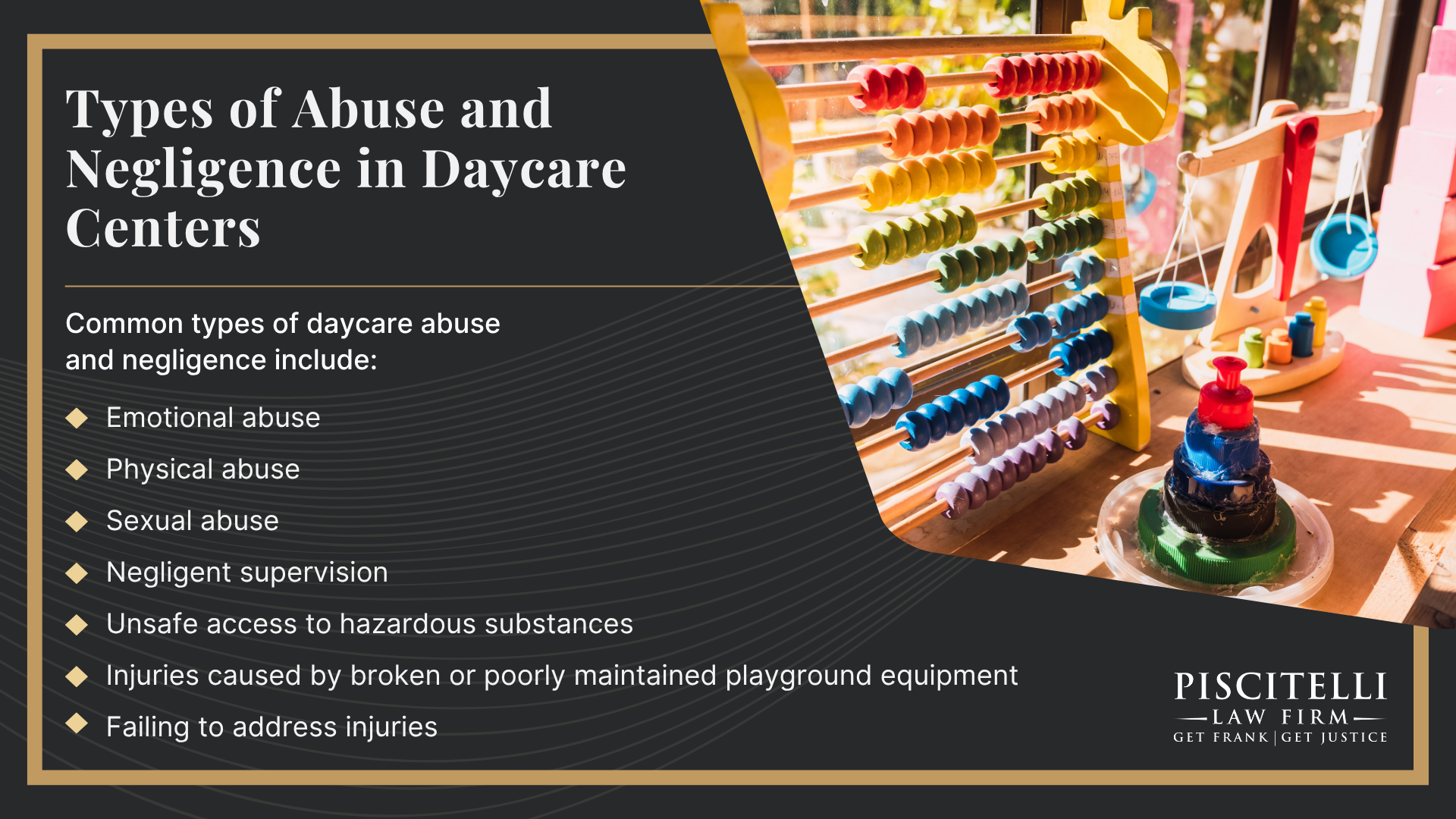 Meet Our Experienced Daycare Injury Attorney_ Frank Piscitelli; Warning Signs of an Abusive Daycare Facility and How to Take Action; How to Report Daycare Abuse or Neglect in Ohio; Types of Abuse and Negligence in Daycare Centers