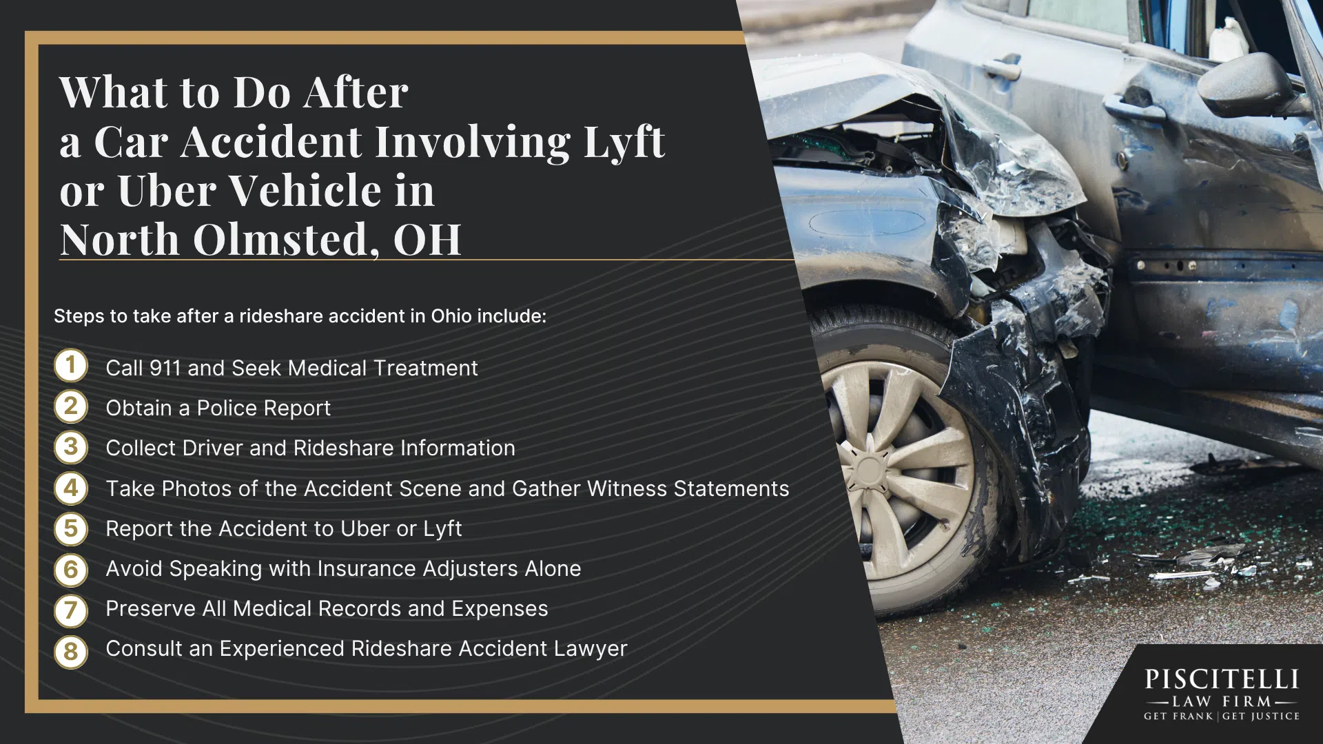 Frank Piscitelli One of North Olmsted's Top Uber & Lyft Accident Attorneys; What to Do After a Car Accident Involving Lyft or Uber Vehicle in North Olmsted, OH
