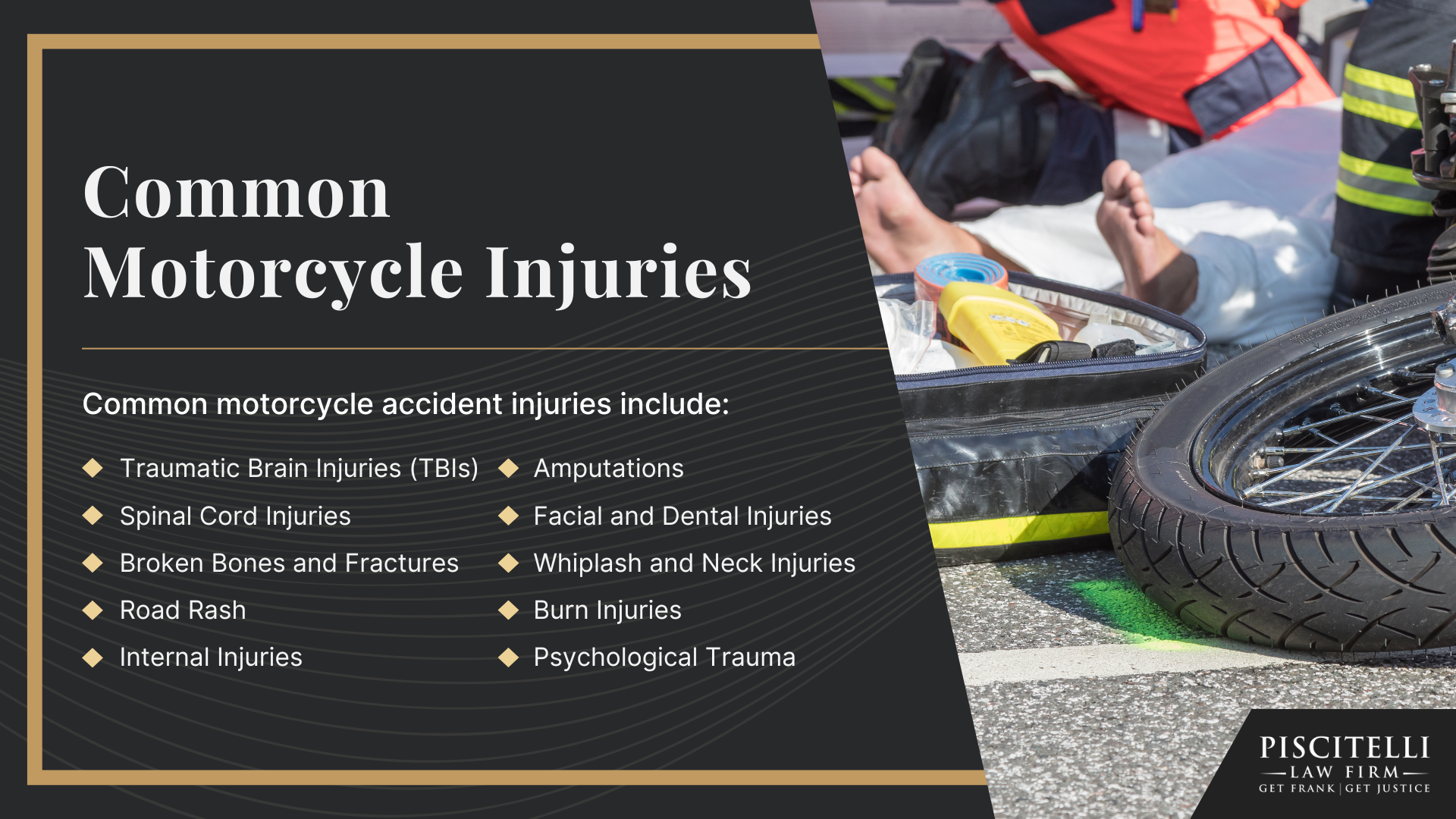 Meet Frank Piscitelli_ One of Garfield Heights' Top Motorcycle Accident Attorneys; What to Do After a Motorcycle Accident in Garfield Heights, OH_ Steps to Take; Gathering Evidence for a Motorcycle Accident Claim; Common Damages in Motorcycle Accident Cases; What is the Legal Process for a Motorcycle Accident Claim in Ohio; Common Causes of Motorcycle Accidents in Garfield Heights, OH; Common Motorcycle Injuries