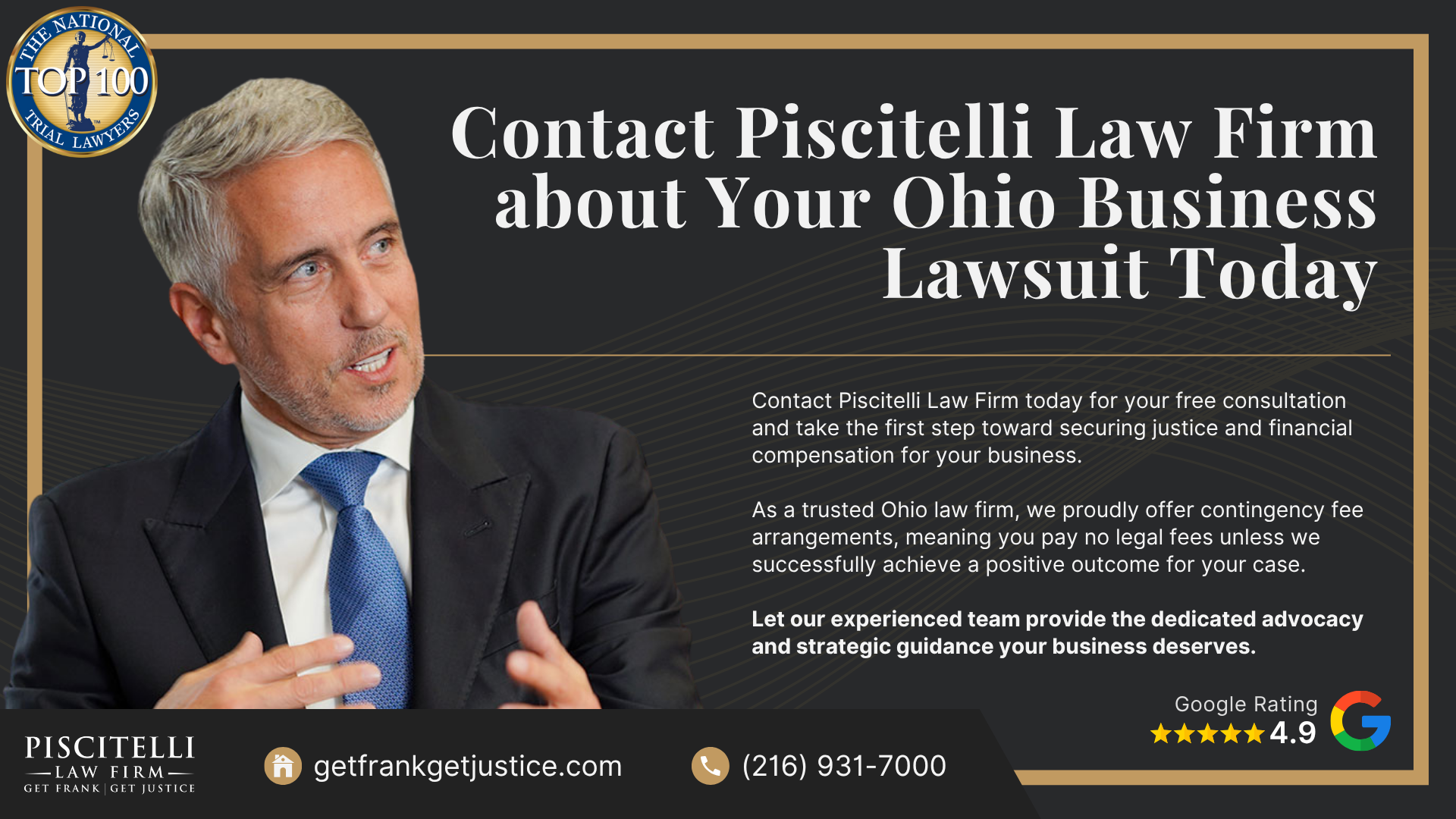Types of Businesses Commonly Involved in Ohio Lawsuits; Common Damages Sought in Ohio Business Lawsuits; Choosing the Right Ohio Business Lawyer for Financial Compensation; Contact Piscitelli Law Firm about Your Ohio Business Lawsuit Today