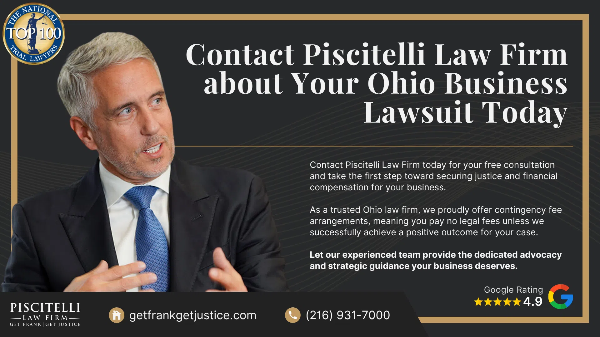 Types of Businesses Commonly Involved in Ohio Lawsuits; Common Damages Sought in Ohio Business Lawsuits; Choosing the Right Ohio Business Lawyer for Financial Compensation; Contact Piscitelli Law Firm about Your Ohio Business Lawsuit Today