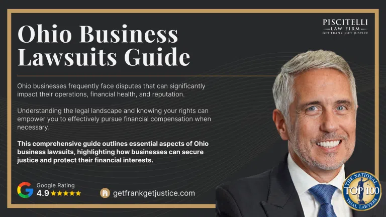 Ohio Business Lawsuits Guide; Types of Businesses Commonly Involved in Ohio Lawsuits; Common Damages Sought in Ohio Business Lawsuits; Choosing the Right Ohio Business Lawyer for Financial Compensation; Contact Piscitelli Law Firm about Your Ohio Business Lawsuit Today