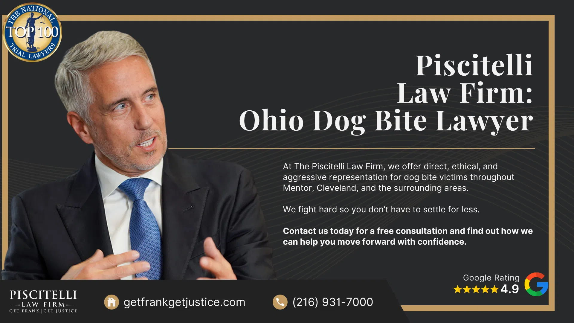 Ohio Dog Bite Laws and Strict Liability; Dog Classifications in Ohio; Legal Rights of Dog Bite Victims Under State Law; Minimum Insurance Requirements in Ohio; Common Injuries Caused by Dog Bites; Who Can Be Held Liable in a Dog Bite Case; How Liability Works in Ohio_ Owner Responsibility, Exceptions, Provocation Defenses; Additional Damages That May Be Recovered; The Process of Filing a Dog Attack Claim or Lawsuit in Ohio; Statute of Limitations for Dog Bite Claims in Ohio; How a Dog Bite Lawyer Can Help With Your Case; Why Victims Should Act Quickly and Avoid Dealing With Insurers Alone; Piscitelli Law Firm_ Ohio Dog Bite Lawyer