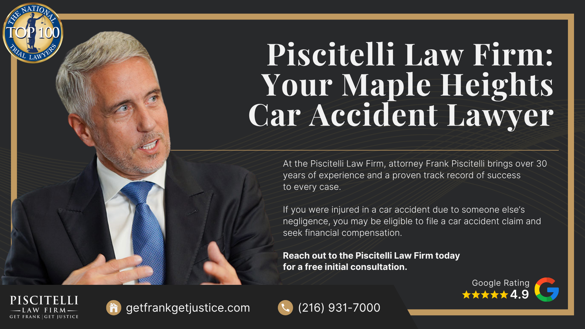 Meet Our Founder and Experienced Car Accident Attorney_ Frank Piscitelli; The Legal Process for Car Accident Claims in Ohio Explained; Gathering Evidence for a Car Accident Claim; Damages in Car Accident Cases Explained; Common Car Accident Injuries; Common Causes of Car Accidents in Maple Heights; Piscitelli Law Firm_ Your Maple Heights Car Accident Lawyer